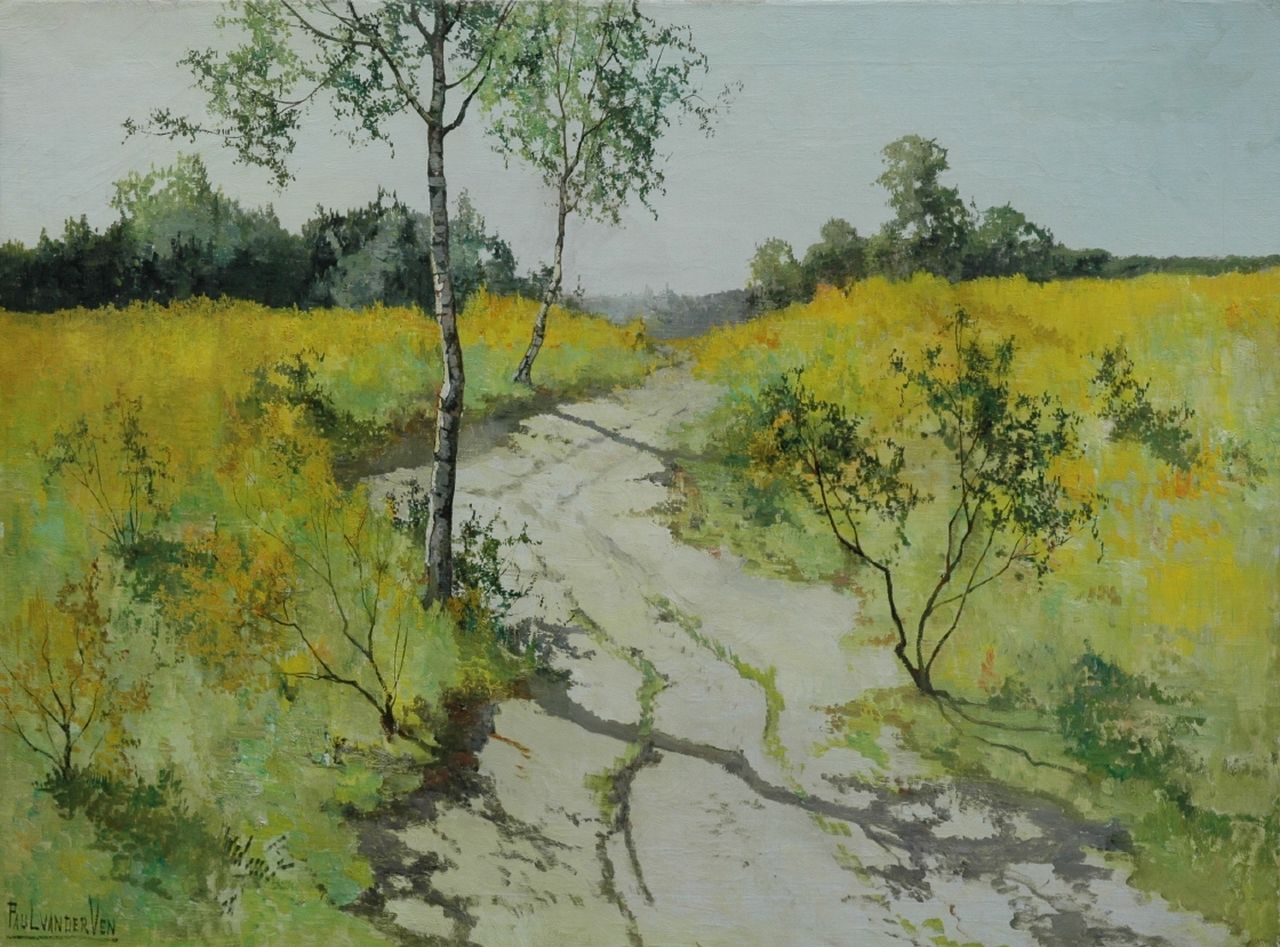 Ven P.J. van der | 'Paul' Jan van der Ven, Landweg in de zomer, olieverf op doek 60,0 x 80,2 cm, gesigneerd linksonder Ven P.J. van der | 'Paul' Jan van der Ven, Landweg in de zomer, olieverf op doek 60,0 x 80,2 cm, gesigneerd linksonder