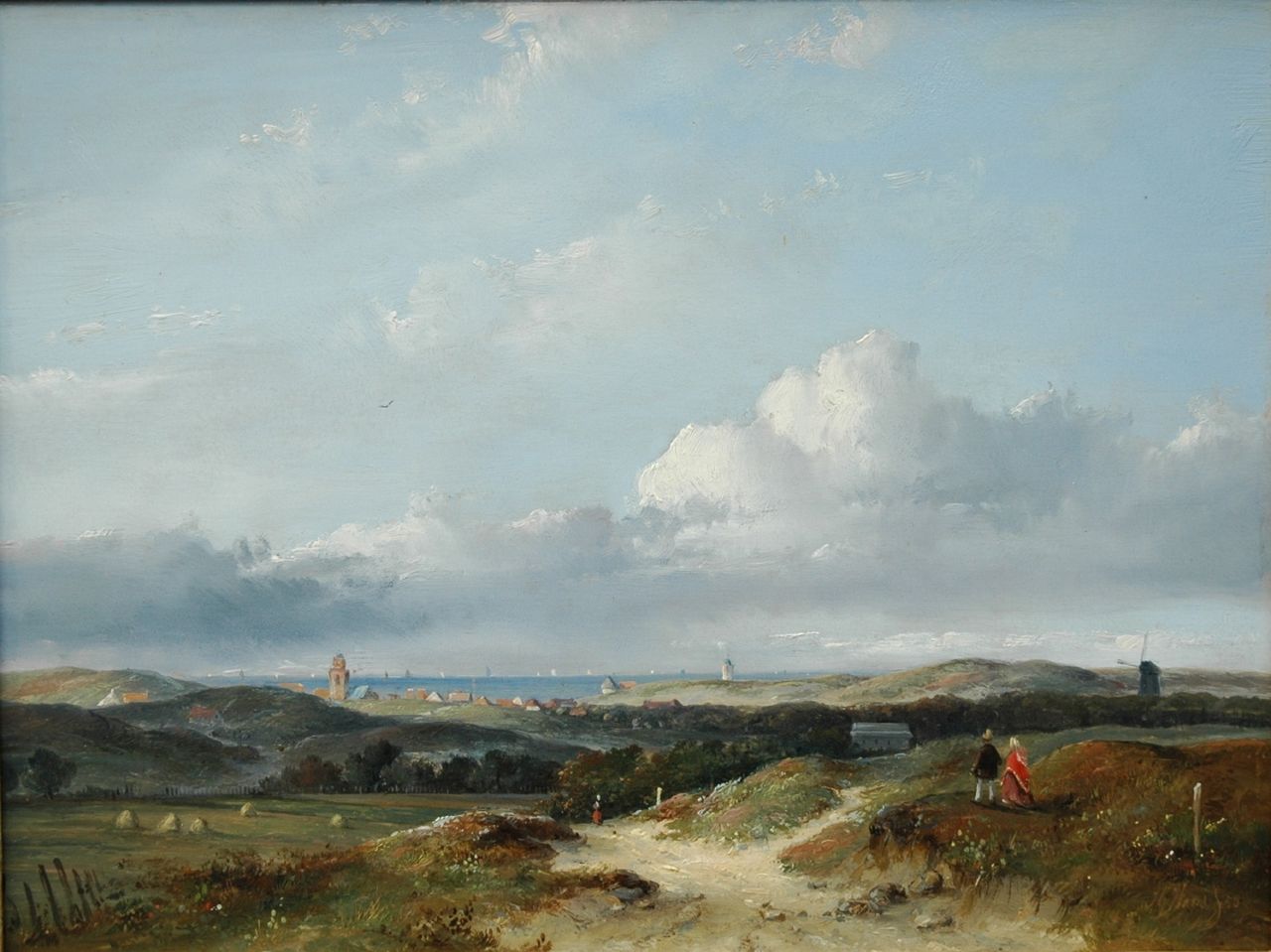 Hans J.G. | Josephus Gerardus Hans, Panoramisch duinlandschap met zicht op Katwijk aan Zee, olieverf op paneel 25,1 x 33,5 cm, gesigneerd rechtsonder en gedateerd '50 Hans J.G. | Josephus Gerardus Hans, Panoramisch duinlandschap met zicht op Katwijk aan Zee, olieverf op paneel 25,1 x 33,5 cm, gesigneerd rechtsonder en gedateerd '50