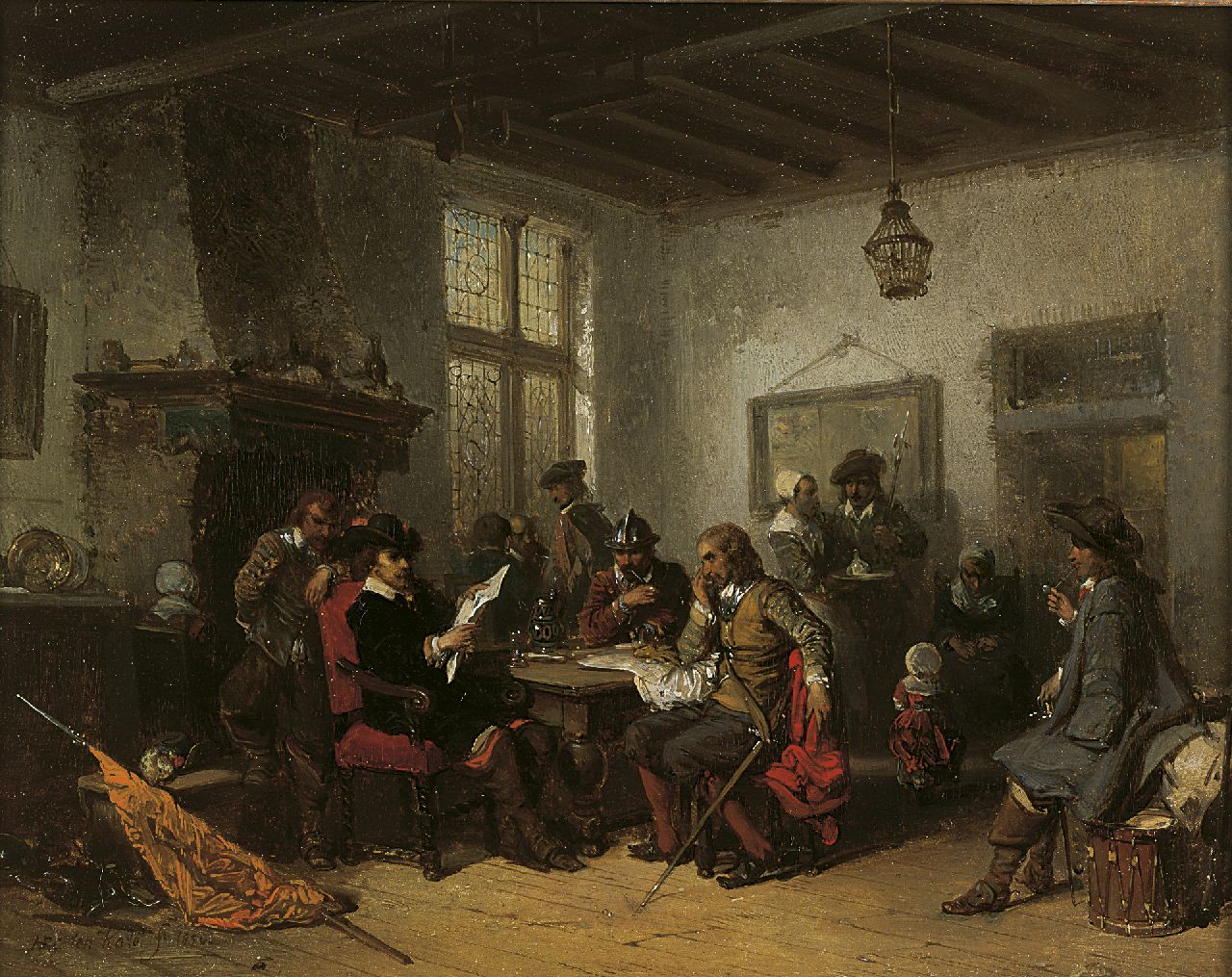 Kate H.F.C. ten | 'Herman' Frederik Carel ten Kate, In de herberg, olieverf op paneel 20,5 x 26,1 cm, gesigneerd linksonder en gedateerd 1850 Kate H.F.C. ten | 'Herman' Frederik Carel ten Kate, In de herberg, olieverf op paneel 20,5 x 26,1 cm, gesigneerd linksonder en gedateerd 1850