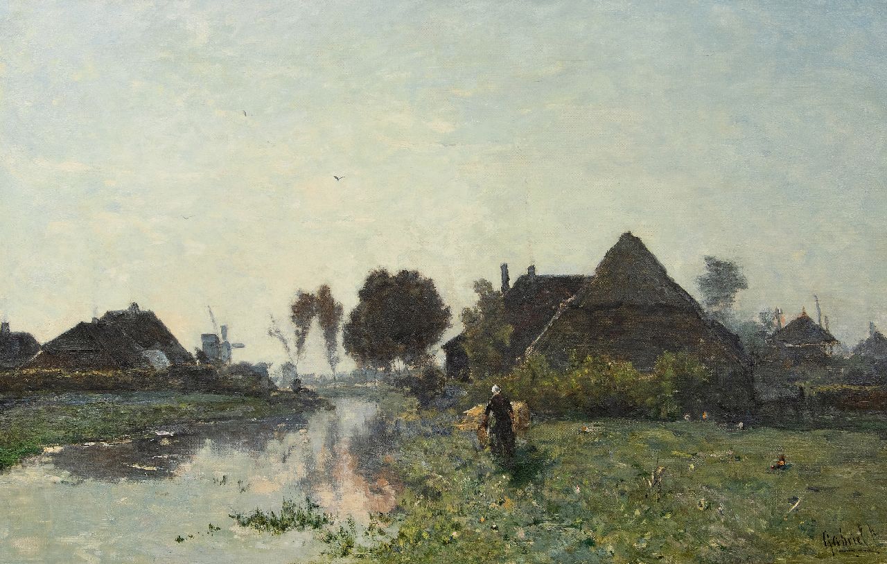 Gabriel P.J.C.  | Paul Joseph Constantin 'Constan(t)' Gabriel | Schilderijen te koop aangeboden | Ochtendstemming bij Veenendaal, olieverf op doek 66,0 x 101,5 cm, gesigneerd rechtsonder en te dateren ca. 1870