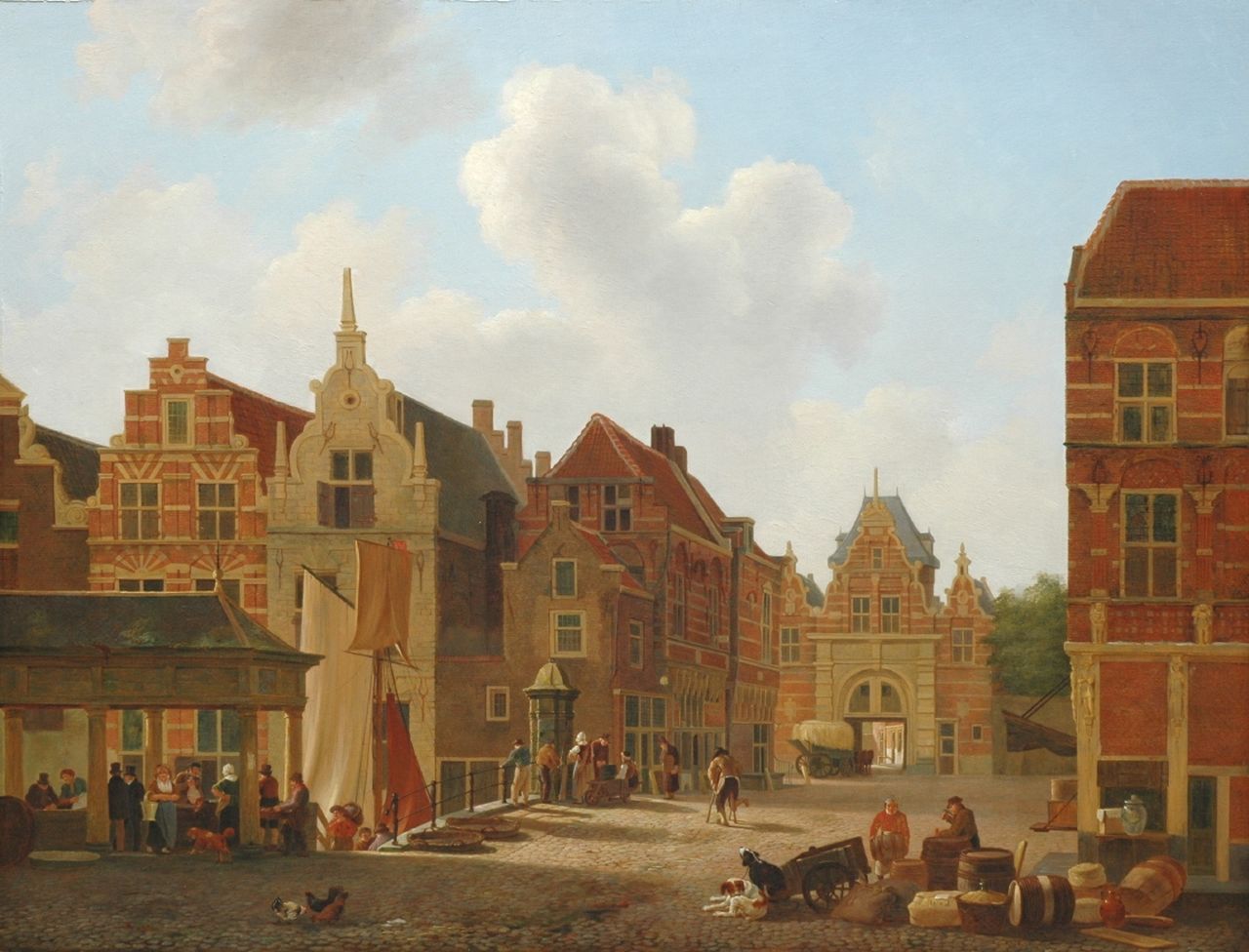 Rutten J. | Johannes Rutten, Gezicht op de Rietdijkspoort in Dordrecht, olieverf op paneel 56,1 x 73,1 cm, gesigneerd rechtsonder Rutten J. | Johannes Rutten, Gezicht op de Rietdijkspoort in Dordrecht, olieverf op paneel 56,1 x 73,1 cm, gesigneerd rechtsonder