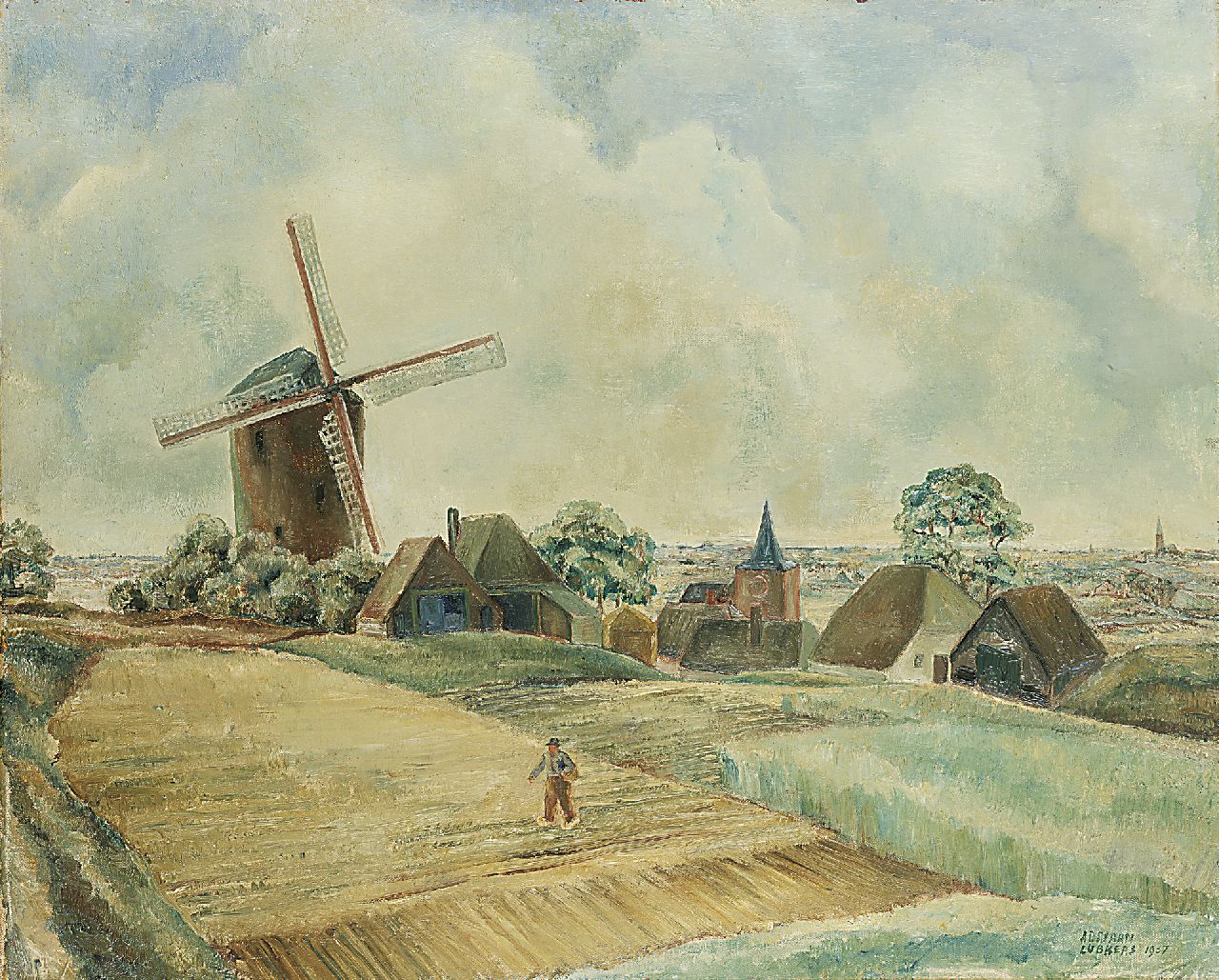 Lubbers A. | Adriaan Lubbers, De Torenmolen in Zeddam, olieverf op doek 60,8 x 73,9 cm, gesigneerd rechtsonder en gedateerd 1937 Lubbers A. | Adriaan Lubbers, De Torenmolen in Zeddam, olieverf op doek 60,8 x 73,9 cm, gesigneerd rechtsonder en gedateerd 1937