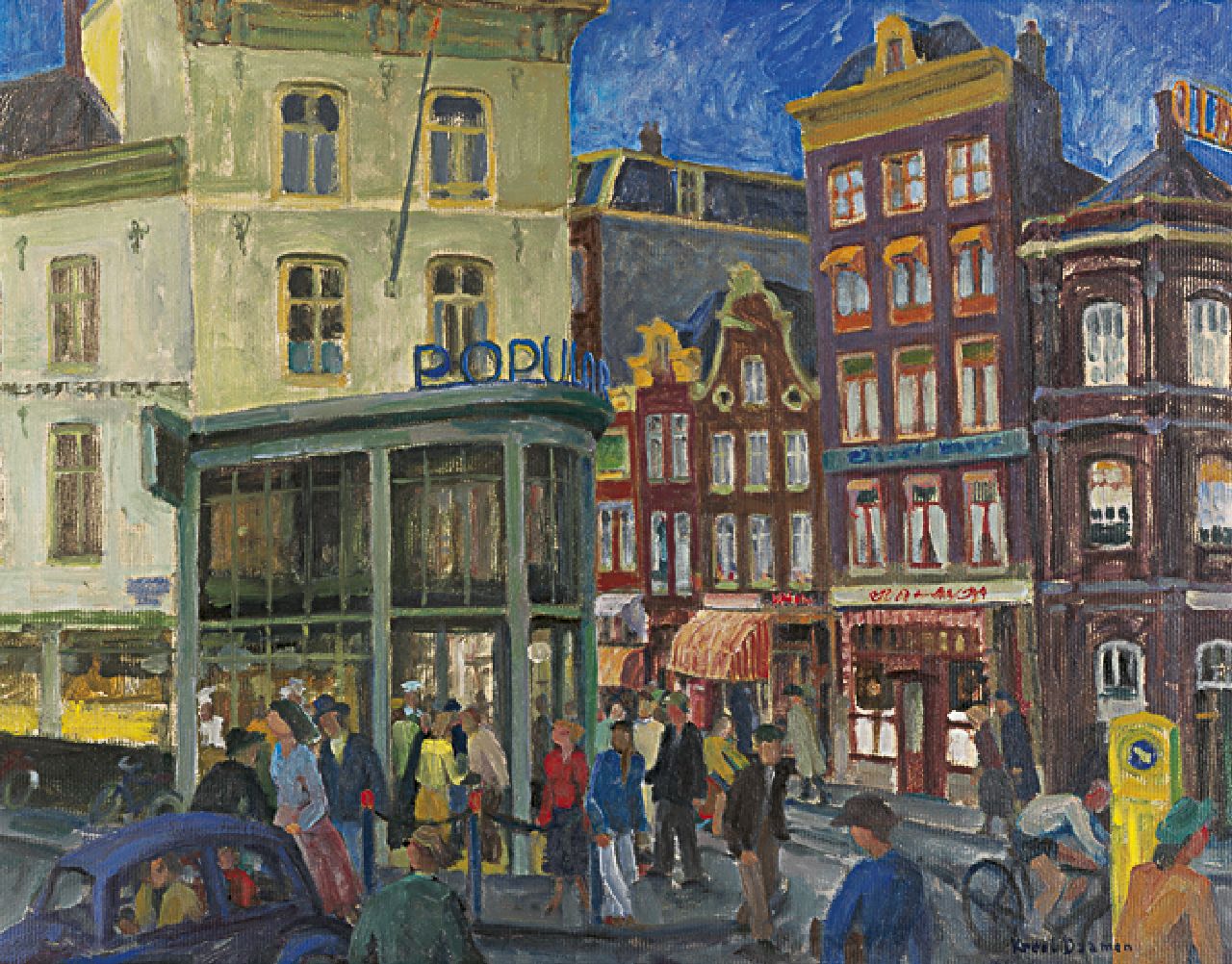 Daamen C.L.P. | Cornelis Lambertus Petrus 'Kreel' Daamen, Rembrandtplein, Amsterdam, olieverf op board 46,9 x 59,8 cm, gesigneerd rechtsonder Daamen C.L.P. | Cornelis Lambertus Petrus 'Kreel' Daamen, Rembrandtplein, Amsterdam, olieverf op board 46,9 x 59,8 cm, gesigneerd rechtsonder