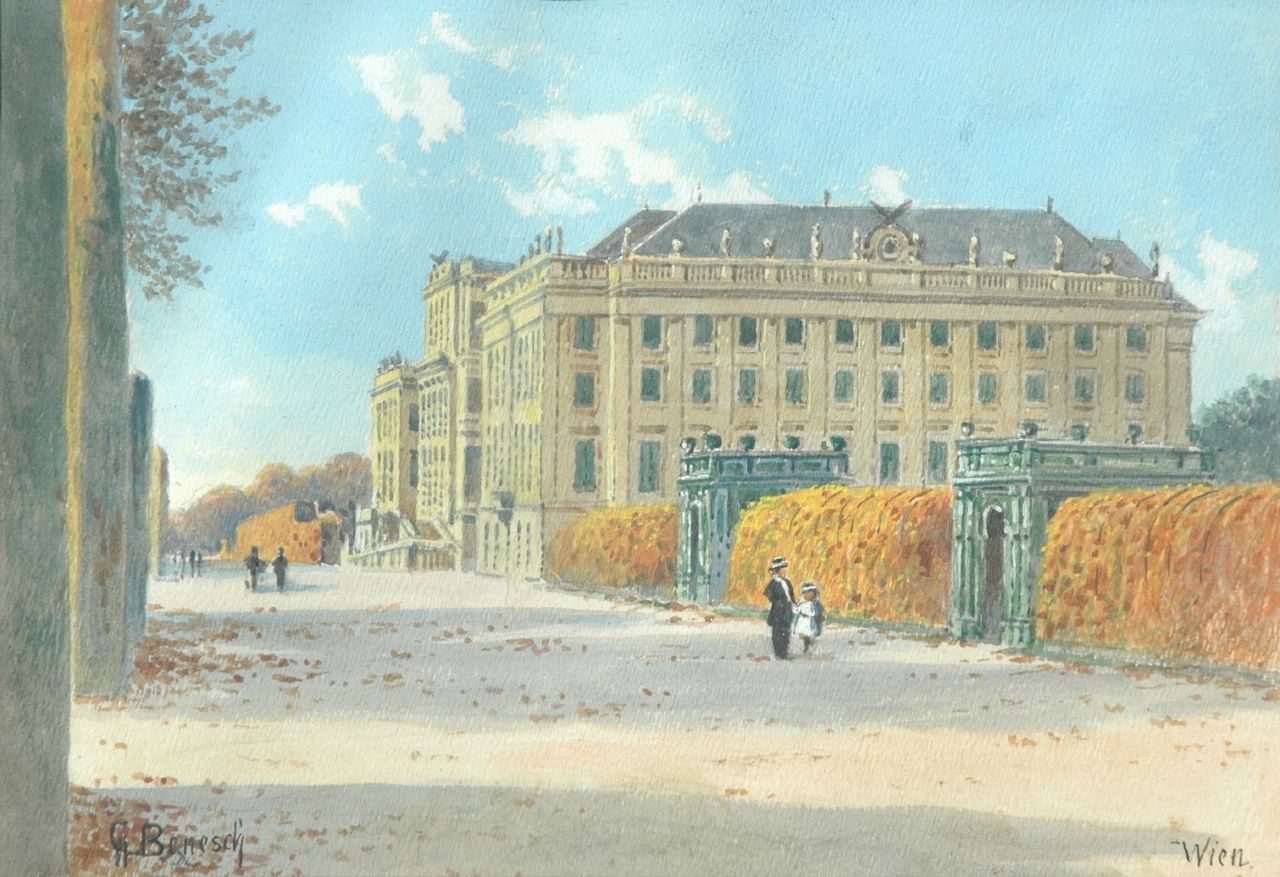 Benesch G. | Gustav Benesch, Slot Schönbrunn, Wenen, aquarel op papier 20,2 x 28,3 cm, gesigneerd rechtsonder Benesch G. | Gustav Benesch, Slot Schönbrunn, Wenen, aquarel op papier 20,2 x 28,3 cm, gesigneerd rechtsonder