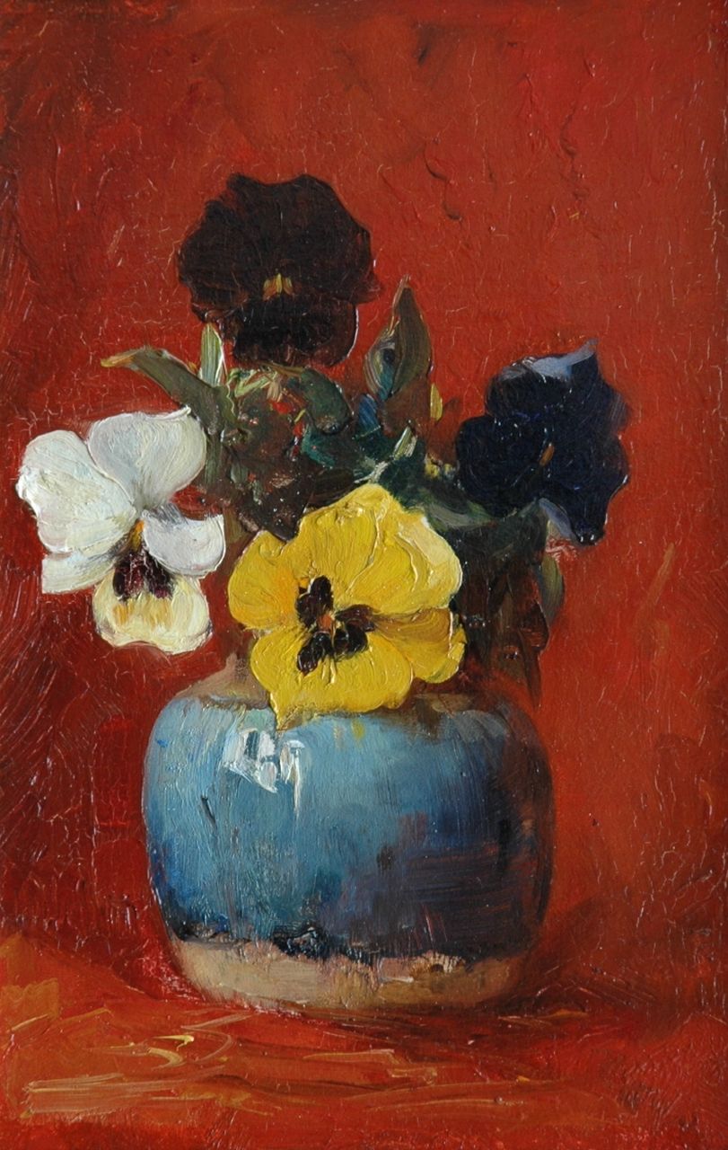 Smith H.  | Hobbe Smith, Violen in een gemberpot, olieverf op paneel 30,9 x 20,2 cm, gesigneerd links van het midden