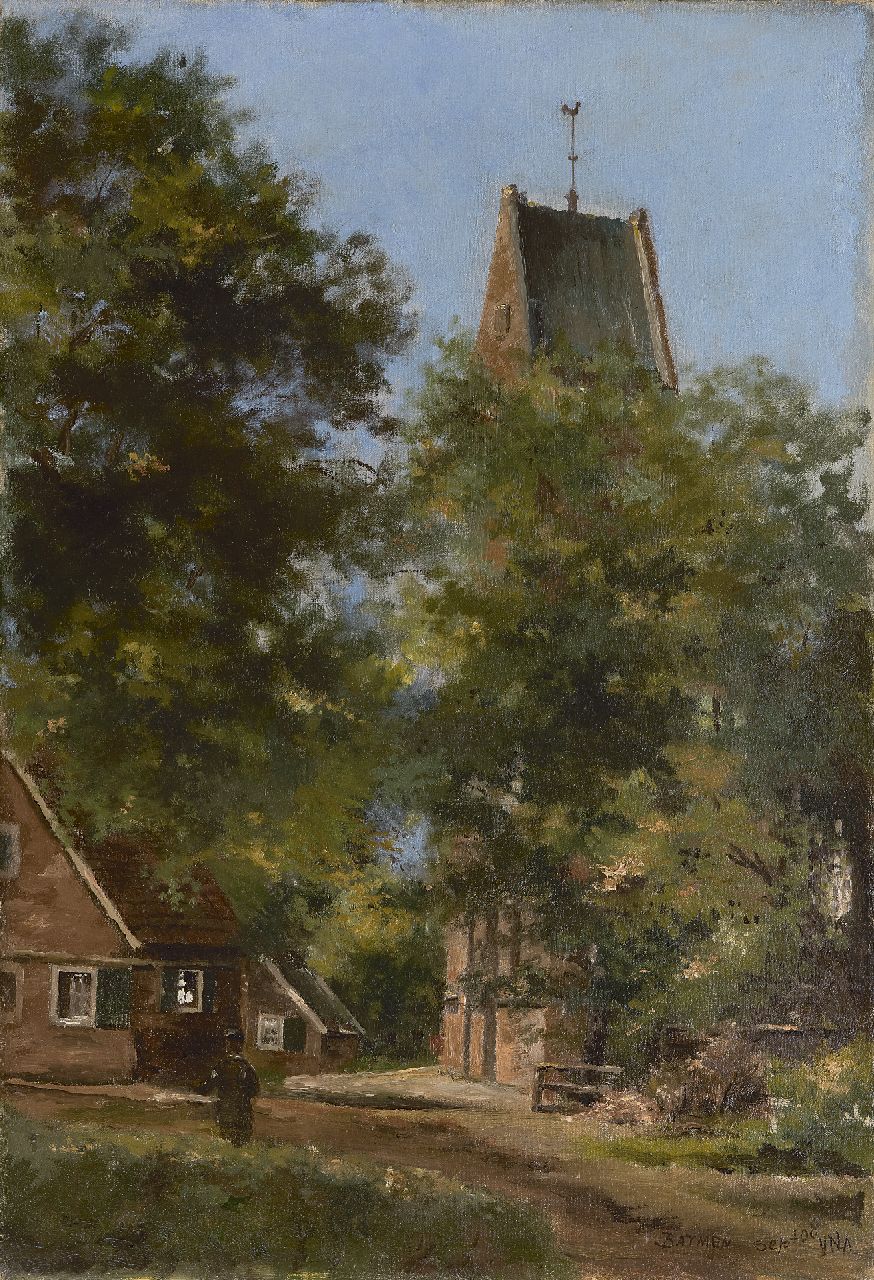 Ven P.J. van der | 'Paul' Jan van der Ven | Schilderijen te koop aangeboden | Gezicht op het kerkje van Bathmen, olieverf op doek 68,5 x 48,0 cm, gesigneerd rechtsonder en gedateerd 'sept. '08', zonder lijst Ven P.J. van der | 'Paul' Jan van der Ven | Schilderijen te koop aangeboden | Gezicht op het kerkje van Bathmen, olieverf op doek 68,5 x 48,0 cm, gesigneerd rechtsonder en gedateerd 'sept. '08', zonder lijst