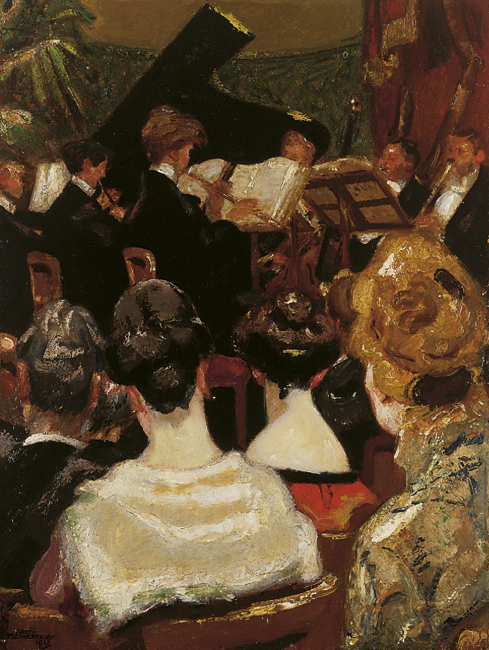 Monnickendam M. | Martin Monnickendam, Het concert, olieverf op doek 60,3 x 45,5 cm, gesigneerd linksonder en gedateerd 1922 Monnickendam M. | Martin Monnickendam, Het concert, olieverf op doek 60,3 x 45,5 cm, gesigneerd linksonder en gedateerd 1922