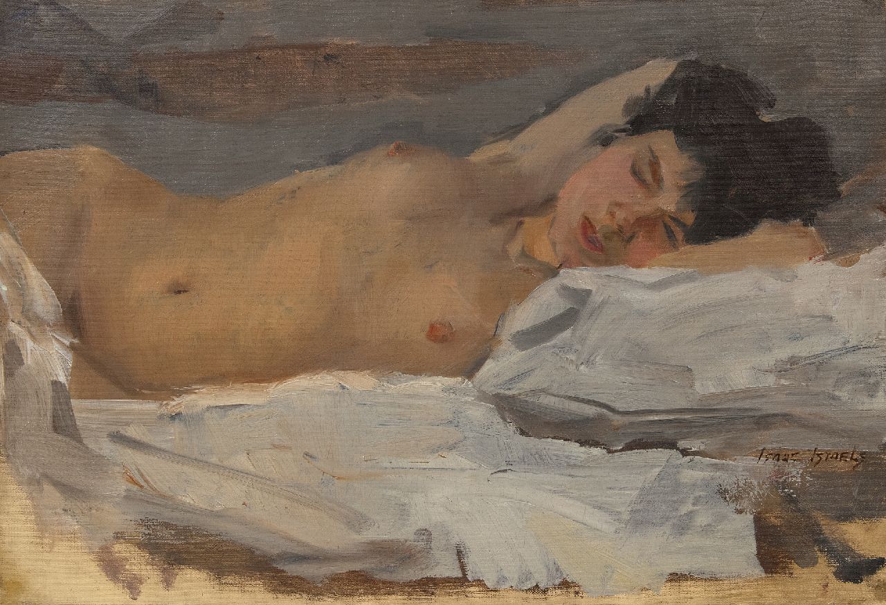 Israels I.L. | 'Isaac' Lazarus Israels, Slapend naakt, olieverf op doek 38,1 x 55,1 cm, gesigneerd rechtsonder en te dateren ca. 1915-1920 Israels I.L. | 'Isaac' Lazarus Israels, Slapend naakt, olieverf op doek 38,1 x 55,1 cm, gesigneerd rechtsonder en te dateren ca. 1915-1920