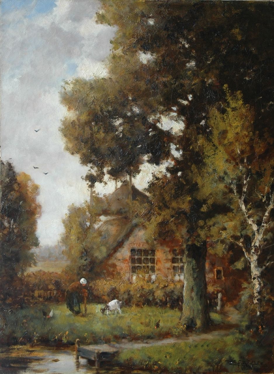 Nefkens M.J.  | Martinus Jacobus Nefkens, Boerin met geitje, olieverf op doek 81,2 x 60,7 cm, gesigneerd rechtsonder