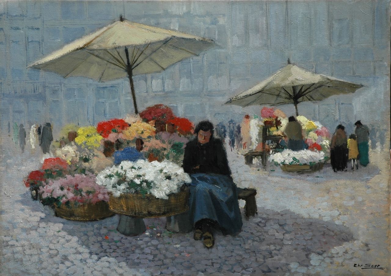 Soer C. | Christiaan 'Chris' Soer, Bloemenmarkt, olieverf op doek 50,3 x 70,0 cm, gesigneerd rechtsonder Soer C. | Christiaan 'Chris' Soer, Bloemenmarkt, olieverf op doek 50,3 x 70,0 cm, gesigneerd rechtsonder