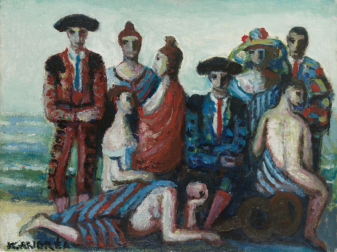 Andréa C. | Cornelis 'Kees' Andréa, Toreros aan de zee, olieverf op schildersboard 29,8 x 39,6 cm, gesigneerd linksonder Andréa C. | Cornelis 'Kees' Andréa, Toreros aan de zee, olieverf op schildersboard 29,8 x 39,6 cm, gesigneerd linksonder