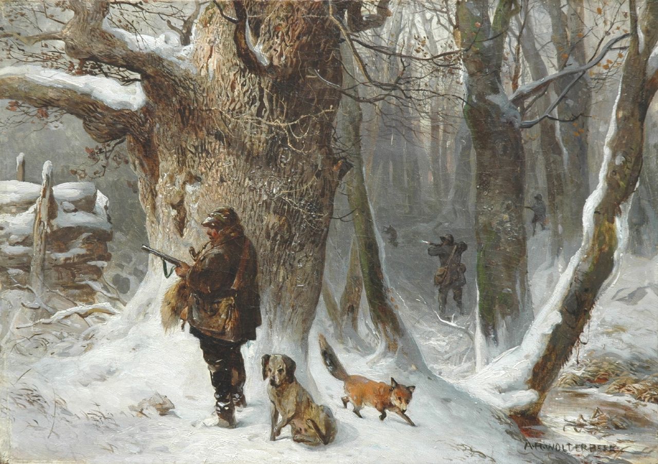 Wolterbeek A.H.  | 'Anna' Henriëtte Wolterbeek, Het slimme vosje, olieverf op doek 29,9 x 42,1 cm, gesigneerd rechtsonder en verso