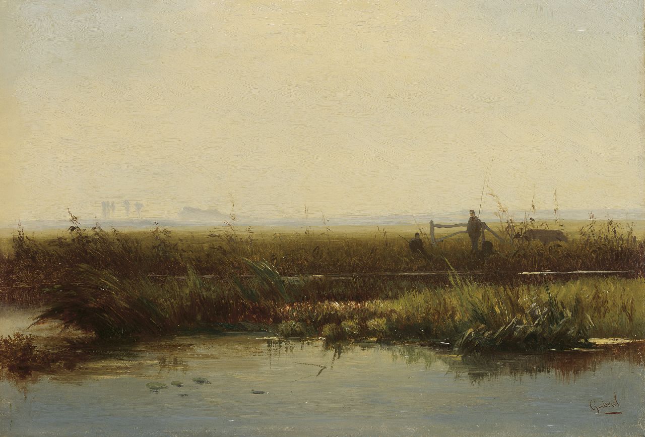 Gabriel P.J.C. | Paul Joseph Constantin 'Constan(t)' Gabriel, Vissers in weids polderlandschap, olieverf op paneel 21,5 x 31,3 cm, gesigneerd rechtsonder Gabriel P.J.C. | Paul Joseph Constantin 'Constan(t)' Gabriel, Vissers in weids polderlandschap, olieverf op paneel 21,5 x 31,3 cm, gesigneerd rechtsonder