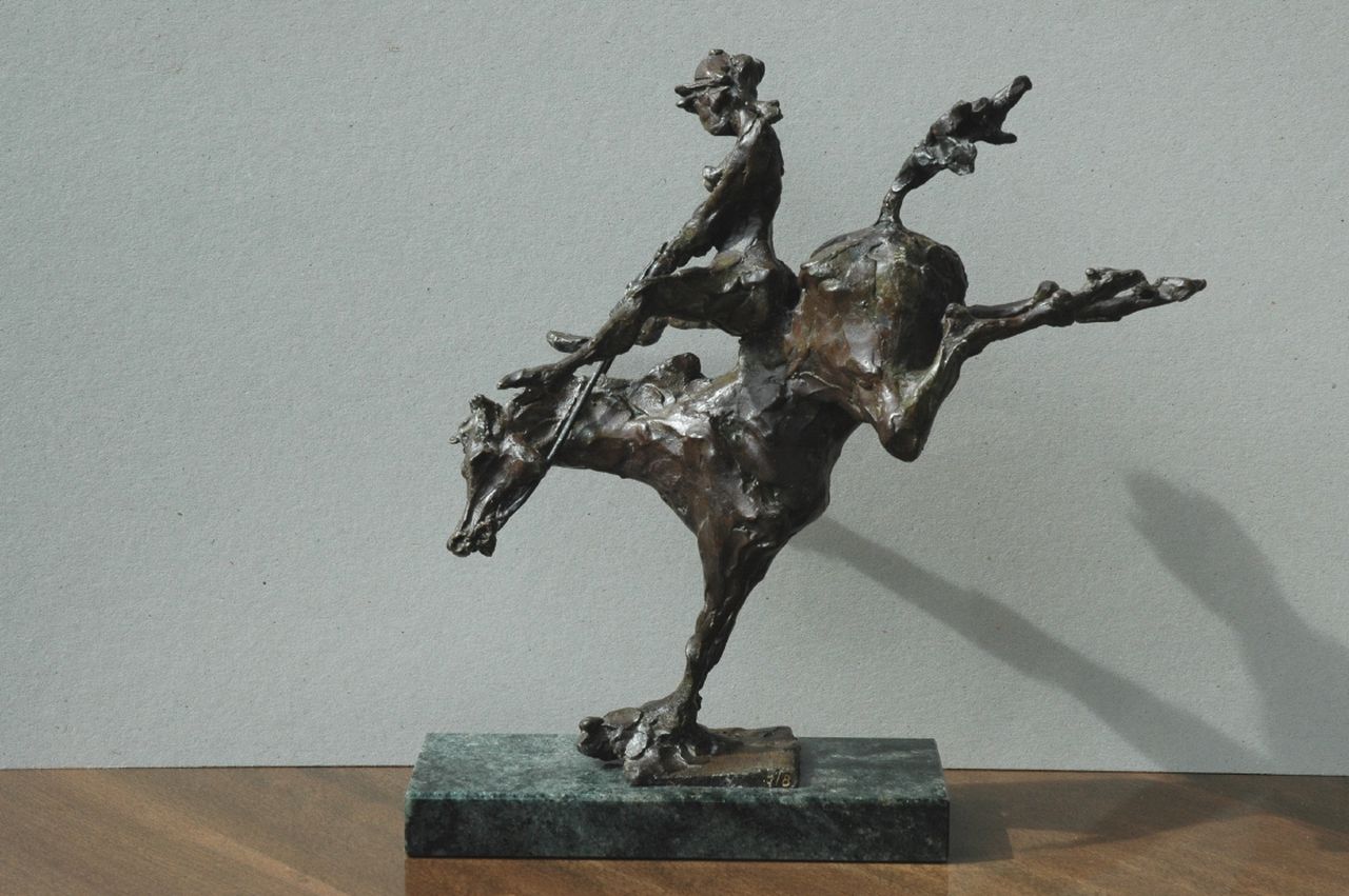 Dyck F. van | Freddy van Dyck, Een wilde rit, brons 35,5 x 33,0 cm, gesigneerd op bronzen basis Dyck F. van | Freddy van Dyck, Een wilde rit, brons 35,5 x 33,0 cm, gesigneerd op bronzen basis