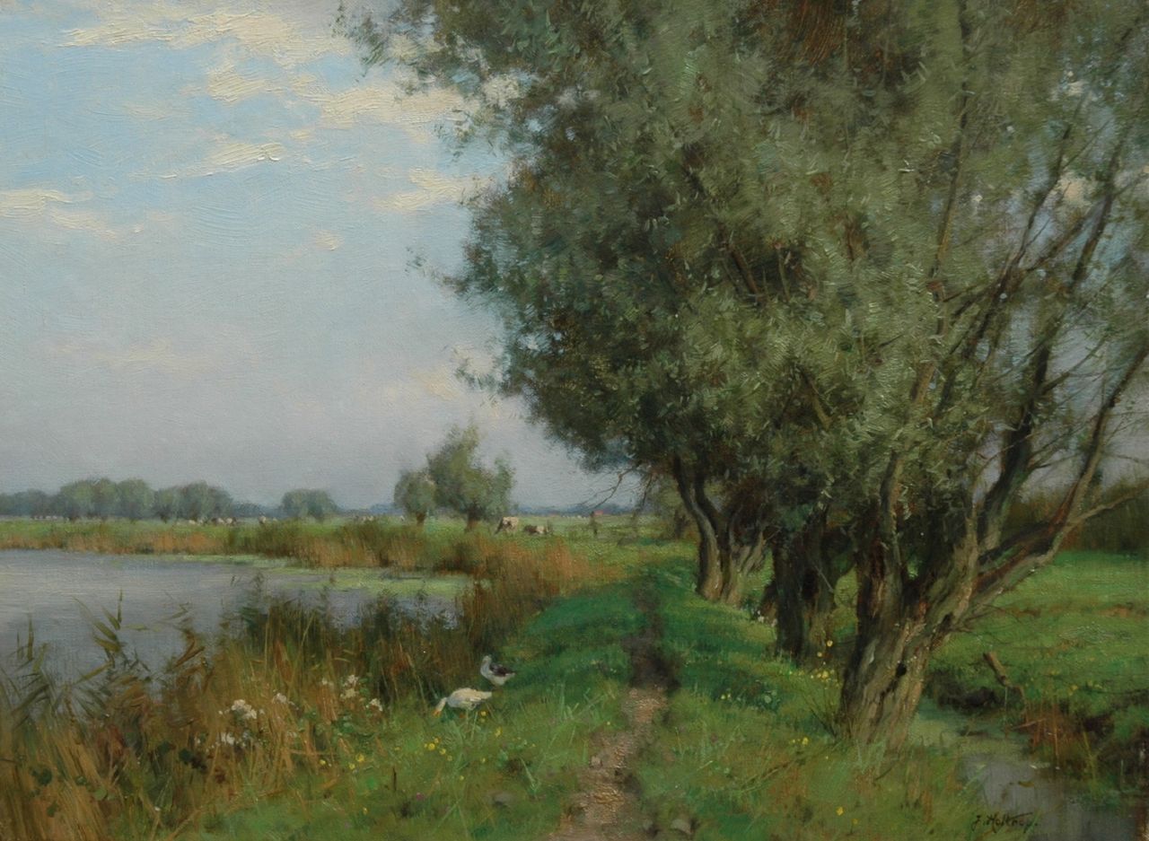Holtrup J. | Jan Holtrup, Zomers polderlandschap met wilgen, olieverf op doek 30,3 x 40,4 cm, gesigneerd rechtsonder Holtrup J. | Jan Holtrup, Zomers polderlandschap met wilgen, olieverf op doek 30,3 x 40,4 cm, gesigneerd rechtsonder