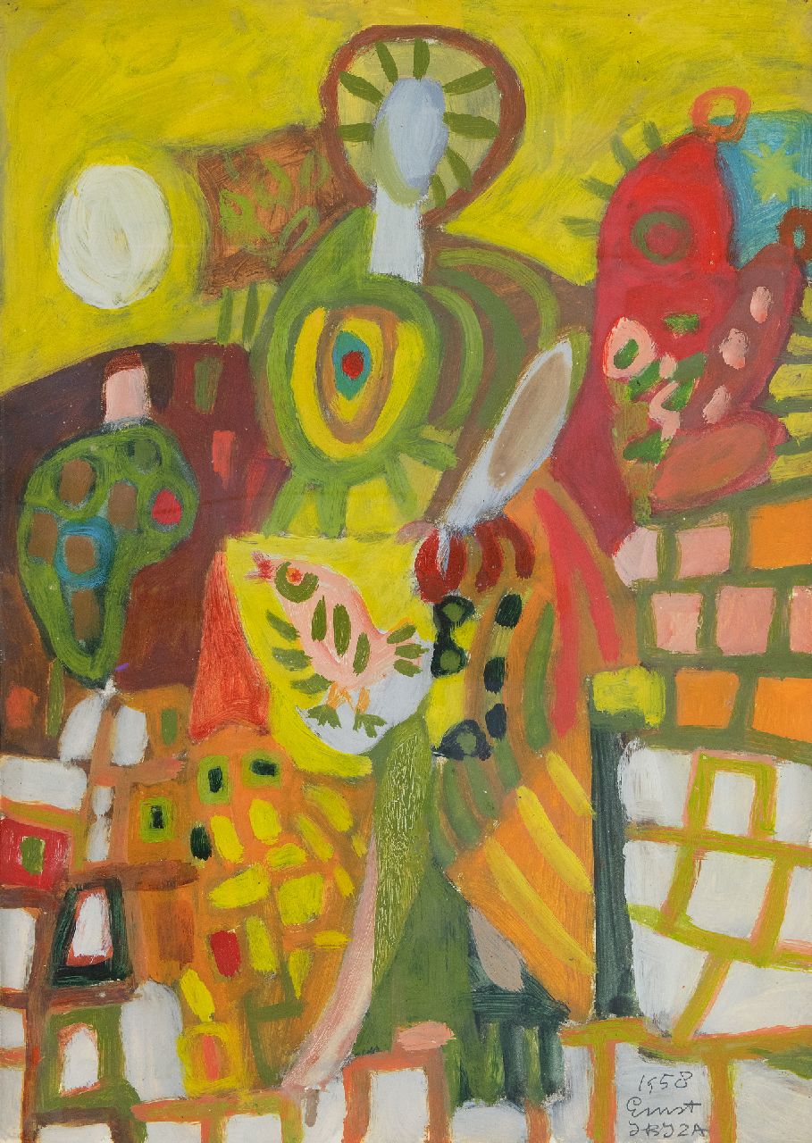 Ernst Vijlbrief | Compositie, gouache op papier, 61,2 x 43,3 cm, gesigneerd r.o. en gedateerd 'Ibiza' 1958