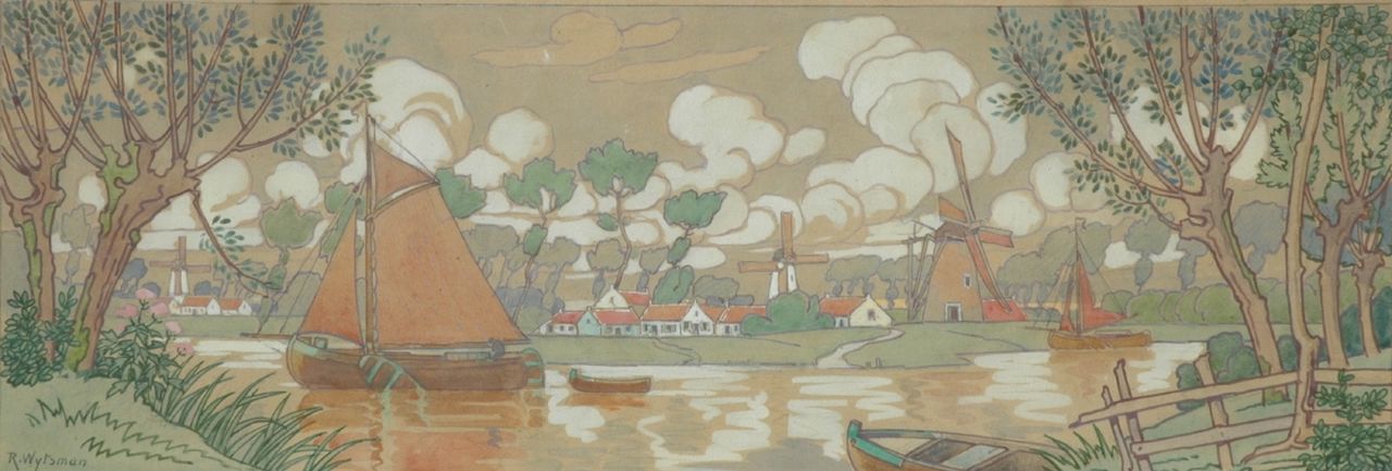Wytsman R.P.  | 'Rodolphe' Paul Wytsman, Vlaanderen (studie voor een fries, rechterkant), potlood en aquarel op papier 21,6 x 60,0 cm, gesigneerd linksonder en te dateren 1902