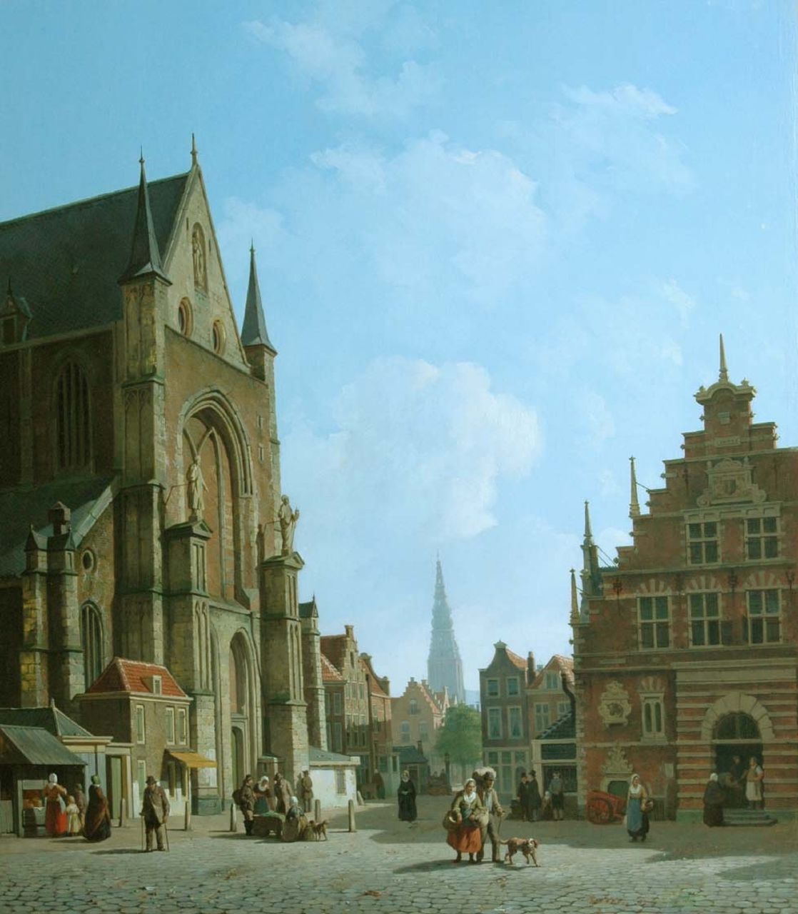 Rutten J. | Johannes Rutten, De Grote Markt in Haarlem met de St. Bavokerk, de Vleeshal en de Nieuwe Kerk, olieverf op paneel 70,1 x 61,0 cm, gesigneerd rechtsonder en gedateerd '57 Rutten J. | Johannes Rutten, De Grote Markt in Haarlem met de St. Bavokerk, de Vleeshal en de Nieuwe Kerk, olieverf op paneel 70,1 x 61,0 cm, gesigneerd rechtsonder en gedateerd '57