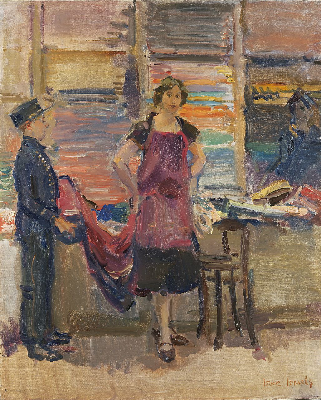 Israels I.L. | 'Isaac' Lazarus Israels, Stoffen passen in Maison Wijnman, Den Haag, olieverf op doek 80,0 x 65,5 cm, gesigneerd rechtsonder en te dateren 1925-1926 Israels I.L. | 'Isaac' Lazarus Israels, Stoffen passen in Maison Wijnman, Den Haag, olieverf op doek 80,0 x 65,5 cm, gesigneerd rechtsonder en te dateren 1925-1926