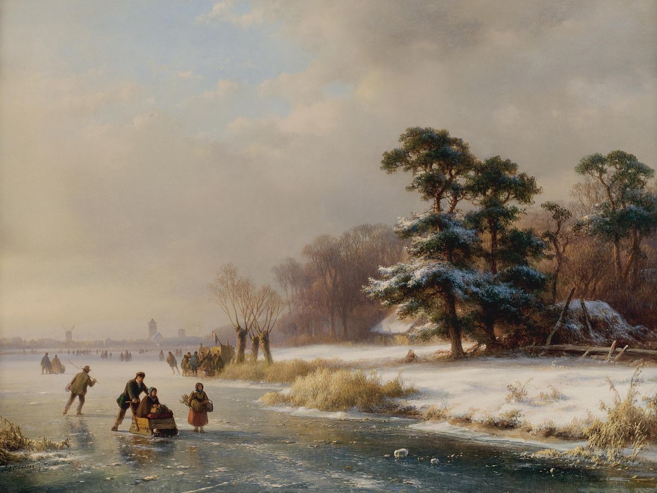 Kleijn L.J. | Lodewijk Johannes Kleijn, Schaatsvertier op een bevroren rivier (alleen tezamen met 9793), olieverf op paneel 34,5 x 46,0 cm, gesigneerd linksonder Kleijn L.J. | Lodewijk Johannes Kleijn, Schaatsvertier op een bevroren rivier (alleen tezamen met 9793), olieverf op paneel 34,5 x 46,0 cm, gesigneerd linksonder