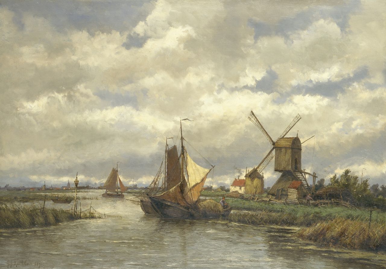 Koekkoek G.J.  | Gerardus Johannes 'Gerard' Koekkoek, Oude watermolen, Ankeveen, olieverf op doek 55,3 x 79,0 cm, gesigneerd linksonder en gedateerd 1892