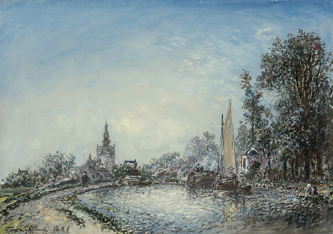 Jongkind J.B. | Johan Barthold Jongkind, Bij Overschie, olieverf op doek 34,4 x 47,4 cm, gesigneerd linksonder en gedateerd 1881 Jongkind J.B. | Johan Barthold Jongkind, Bij Overschie, olieverf op doek 34,4 x 47,4 cm, gesigneerd linksonder en gedateerd 1881