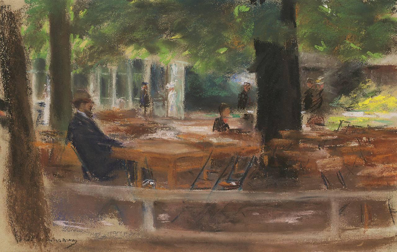 Liebermann M. | Max Liebermann, Terras van Hotel Hamdorff, Laren, pastel op papier 31,3 x 48,5 cm, gesigneerd linksonder en te dateren ca. 1903 Liebermann M. | Max Liebermann, Terras van Hotel Hamdorff, Laren, pastel op papier 31,3 x 48,5 cm, gesigneerd linksonder en te dateren ca. 1903
