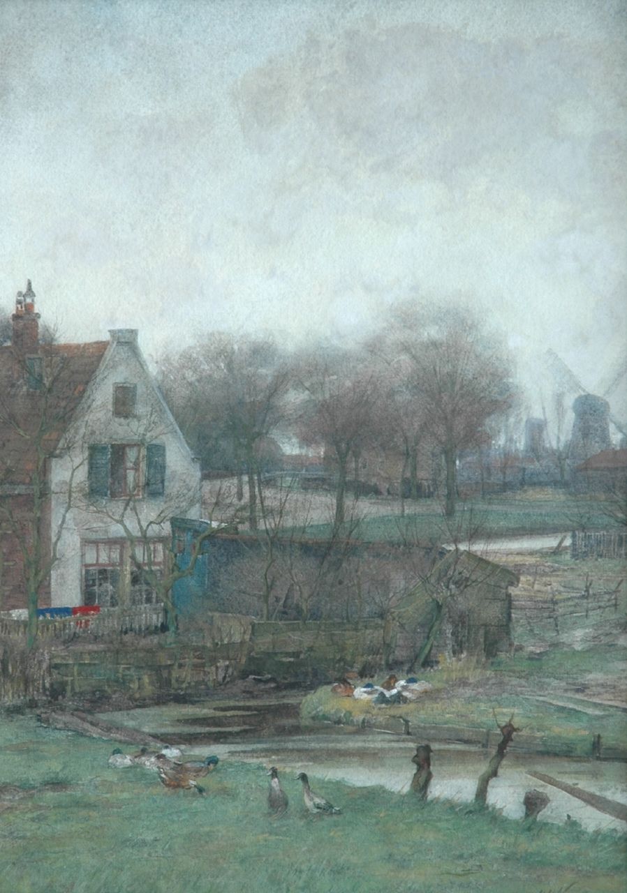 Wijsmuller J.H.  | Jan Hillebrand Wijsmuller, Aan de rand van de stad, potlood, aquarel en gouache op papier 57,0 x 42,0 cm, gesigneerd rechtsonder