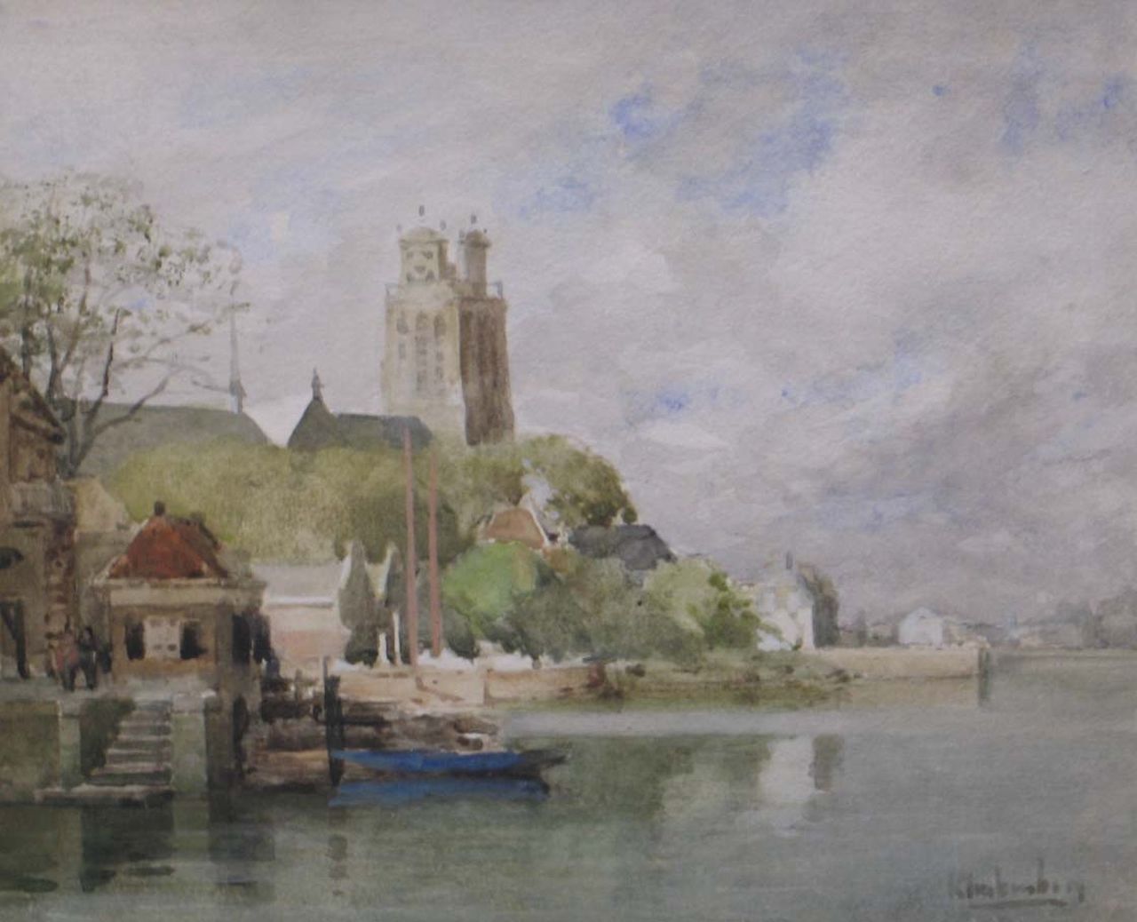Klinkenberg J.C.K. | Johannes Christiaan Karel Klinkenberg, Gezicht op Dordrecht vanaf het water, aquarel en gouache op papier 20,6 x 24,9 cm, gesigneerd rechtsonder Klinkenberg J.C.K. | Johannes Christiaan Karel Klinkenberg, Gezicht op Dordrecht vanaf het water, aquarel en gouache op papier 20,6 x 24,9 cm, gesigneerd rechtsonder