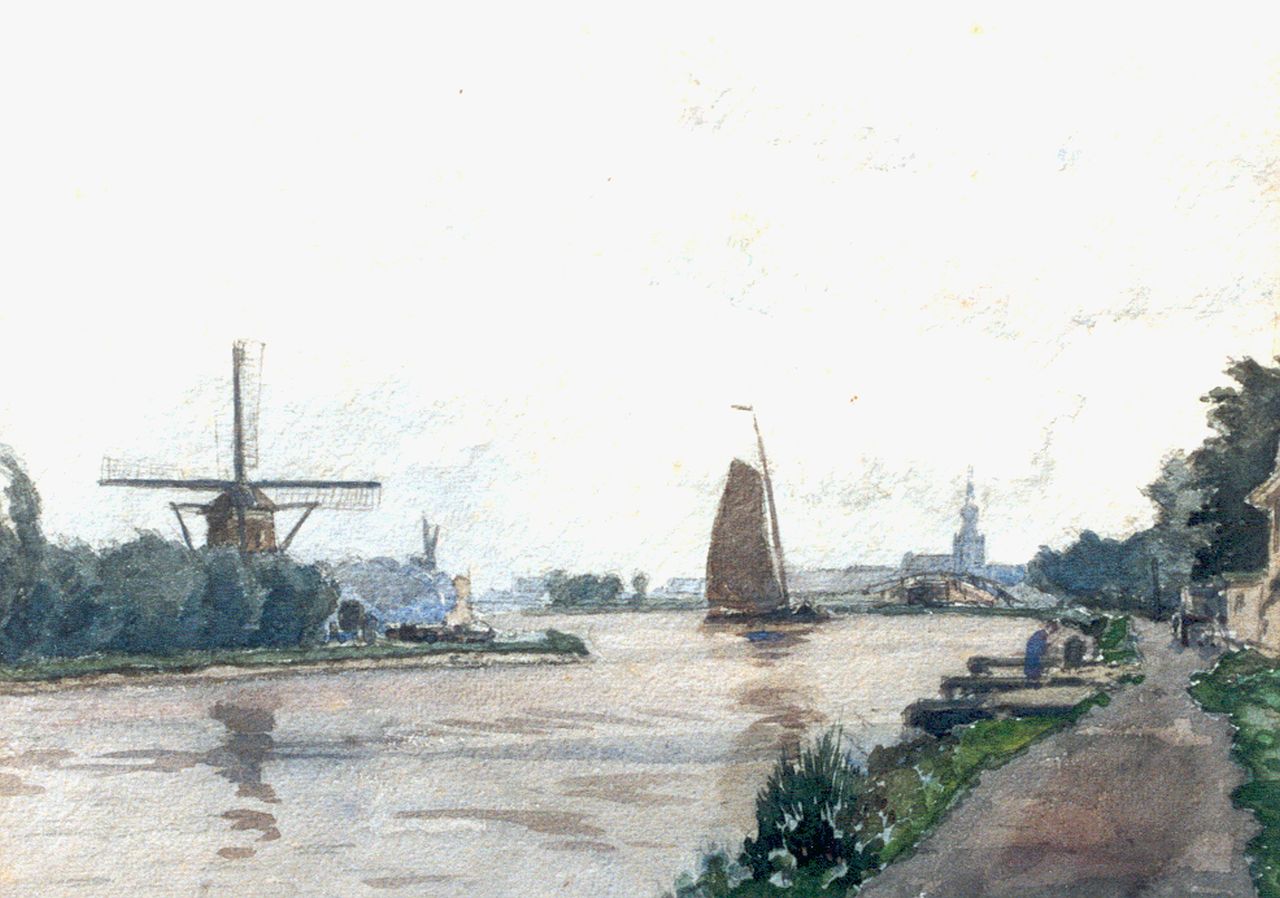 Koekkoek G.J.  | Gerardus Johannes 'Gerard' Koekkoek, Gezicht op Overschie, aquarel op papier 23,0 x 21,0 cm, gesigneerd linksonder