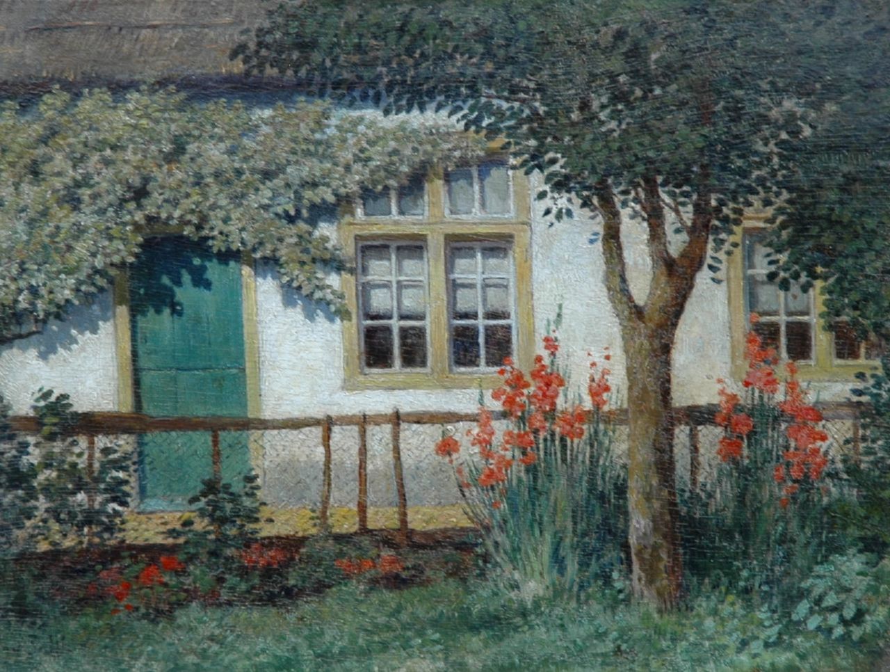 Sühl J. | Johann 'Jan' Sühl, Boerenwoning, olieverf op paneel 22,1 x 29,1 cm, gesigneerd linksonder Sühl J. | Johann 'Jan' Sühl, Boerenwoning, olieverf op paneel 22,1 x 29,1 cm, gesigneerd linksonder