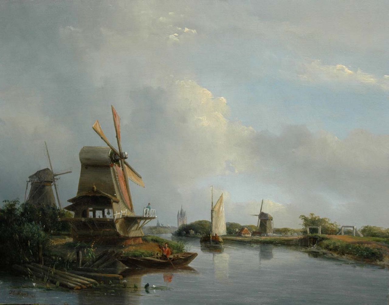 Hans J.G. | Josephus Gerardus Hans, Houtzaagmolen aan een rivier, olieverf op paneel 32,7 x 41,7 cm, gesigneerd linksonder en gedateerd '46 Hans J.G. | Josephus Gerardus Hans, Houtzaagmolen aan een rivier, olieverf op paneel 32,7 x 41,7 cm, gesigneerd linksonder en gedateerd '46