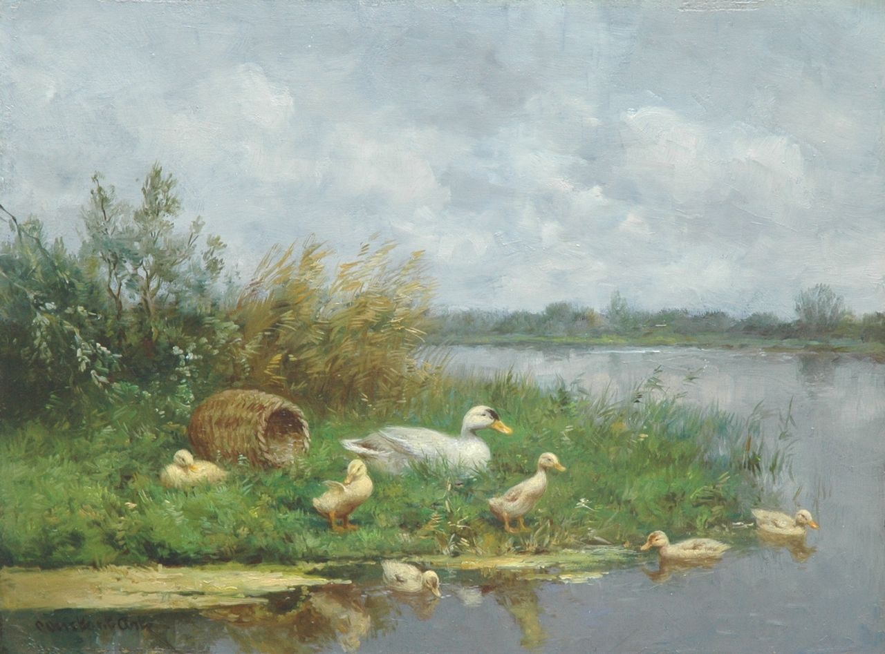 Artz C.D.L. | 'Constant' David Ludovic Artz, Eend met kuikens bij een waterplas, olieverf op paneel 30,1 x 40,1 cm, gesigneerd linksonder Artz C.D.L. | 'Constant' David Ludovic Artz, Eend met kuikens bij een waterplas, olieverf op paneel 30,1 x 40,1 cm, gesigneerd linksonder