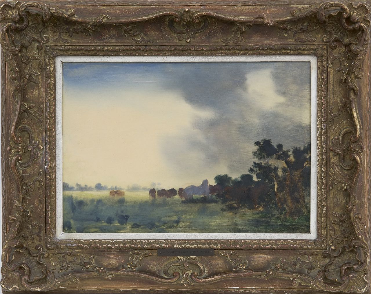 Voerman sr. J. | Jan Voerman sr. | Schilderijen te koop aangeboden | Landschap met paarden, donkere lucht, olieverf op paneel 22,0 x 32,0 cm, gesigneerd rechtsonder met initialen Voerman sr. J. | Jan Voerman sr. | Schilderijen te koop aangeboden | Landschap met paarden, donkere lucht, olieverf op paneel 22,0 x 32,0 cm, gesigneerd rechtsonder met initialen