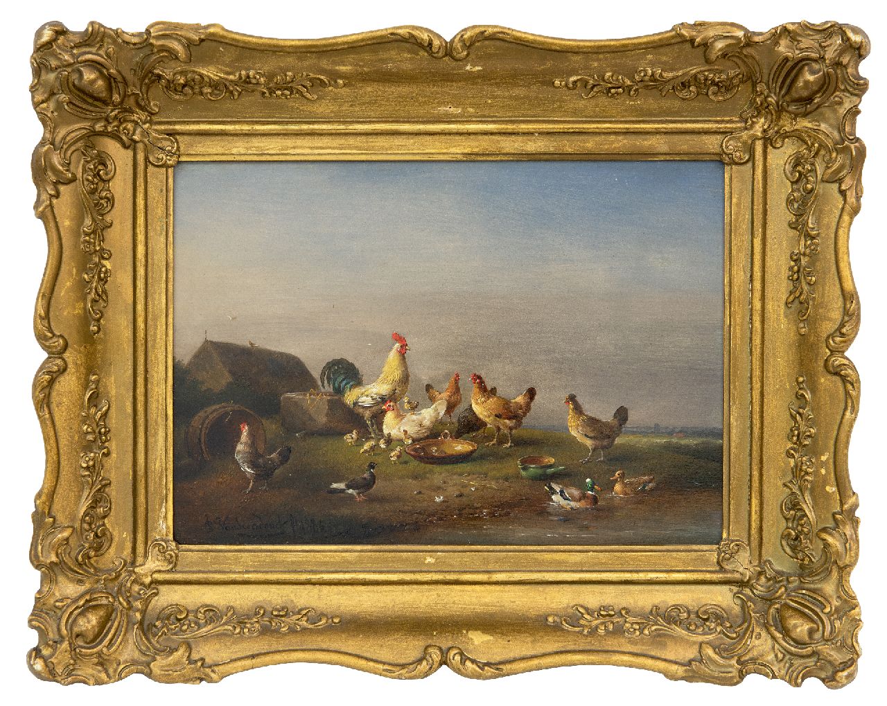 Severdonck F. van | Frans van Severdonck | Schilderijen te koop aangeboden | Pluimvee en vogels in weids landschap, olieverf op paneel 17,8 x 26,0 cm, gesigneerd linksonder en gedateerd 1886 Severdonck F. van | Frans van Severdonck | Schilderijen te koop aangeboden | Pluimvee en vogels in weids landschap, olieverf op paneel 17,8 x 26,0 cm, gesigneerd linksonder en gedateerd 1886