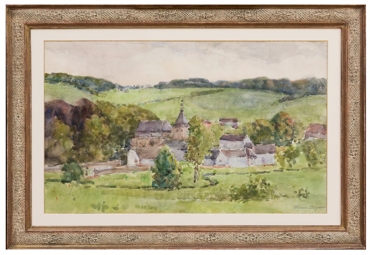 Bogman jr. H.A.C.  | Hermanus Adrianus Charles 'Herman' Bogman jr., Gezicht op kasteel Genhoes bij Oud-Valkenburg, aquarel op papier 36,0 x 58,5 cm, gesigneerd rechtsonder