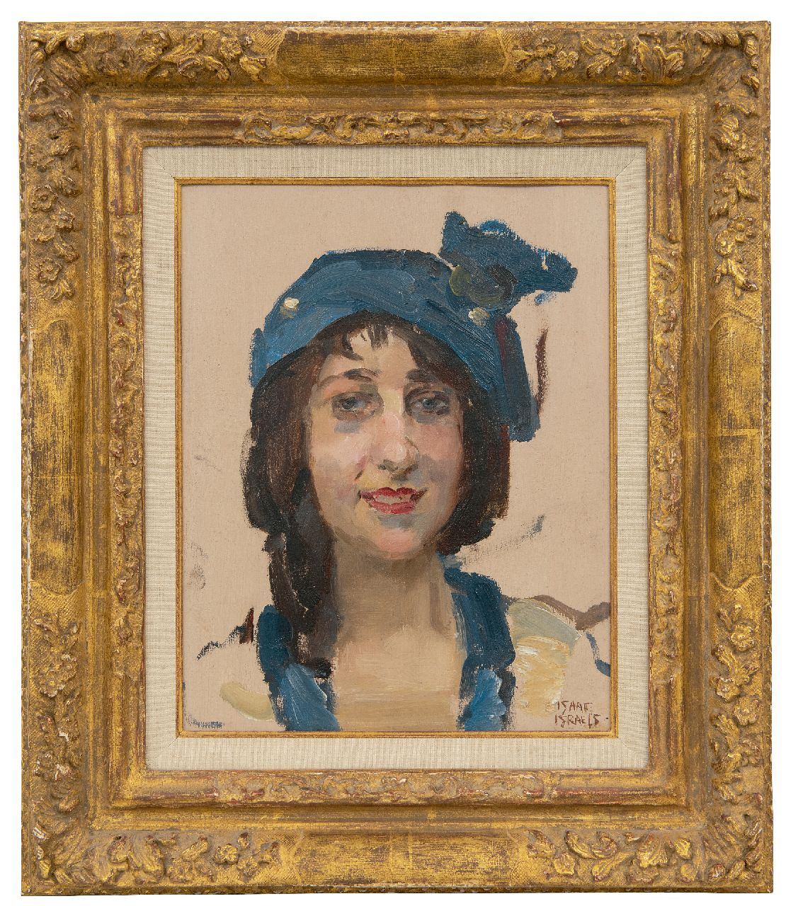 Israels I.L. | 'Isaac' Lazarus Israels, Lachende jonge vrouw, olieverf op paneel 27,0 x 21,3 cm, gesigneerd rechtsonder Israels I.L. | 'Isaac' Lazarus Israels, Lachende jonge vrouw, olieverf op paneel 27,0 x 21,3 cm, gesigneerd rechtsonder