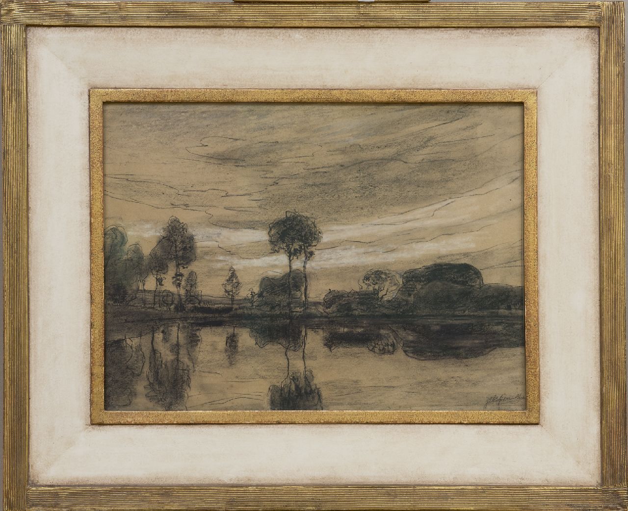 Wijsmuller J.H. | Jan Hillebrand Wijsmuller | Aquarellen en tekeningen te koop aangeboden | Bomen langs het water, zwart krijt op papier 42,0 x 57,0 cm, gesigneerd rechtsonder Wijsmuller J.H. | Jan Hillebrand Wijsmuller | Aquarellen en tekeningen te koop aangeboden | Bomen langs het water, zwart krijt op papier 42,0 x 57,0 cm, gesigneerd rechtsonder
