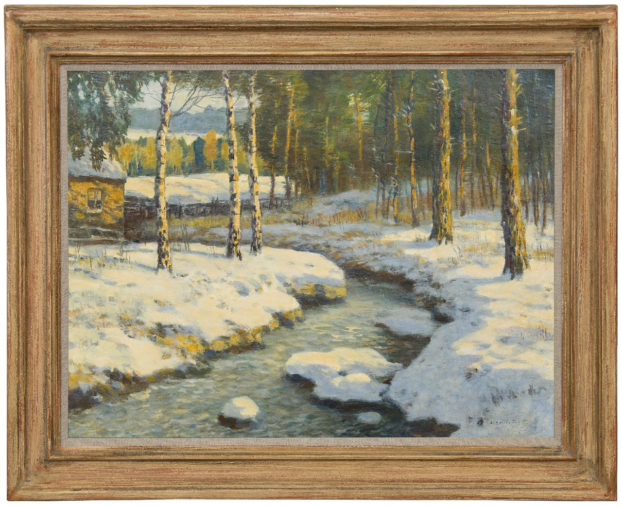 Soest L.W. van | 'Louis' Willem van Soest | Schilderijen te koop aangeboden | Morgenstond in de winter, olieverf op doek 60,3 x 80,4 cm, gesigneerd rechtsonder en zonder lijst