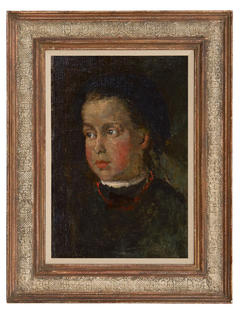 Fritzlin M.C.L.  | Maria Charlotta 'Louise' Fritzlin | Schilderijen te koop aangeboden | Meisje met fluwelen hoed, olieverf op doek 44,4 x 30,6 cm, gesigneerd linksboven en te dateren 1907
