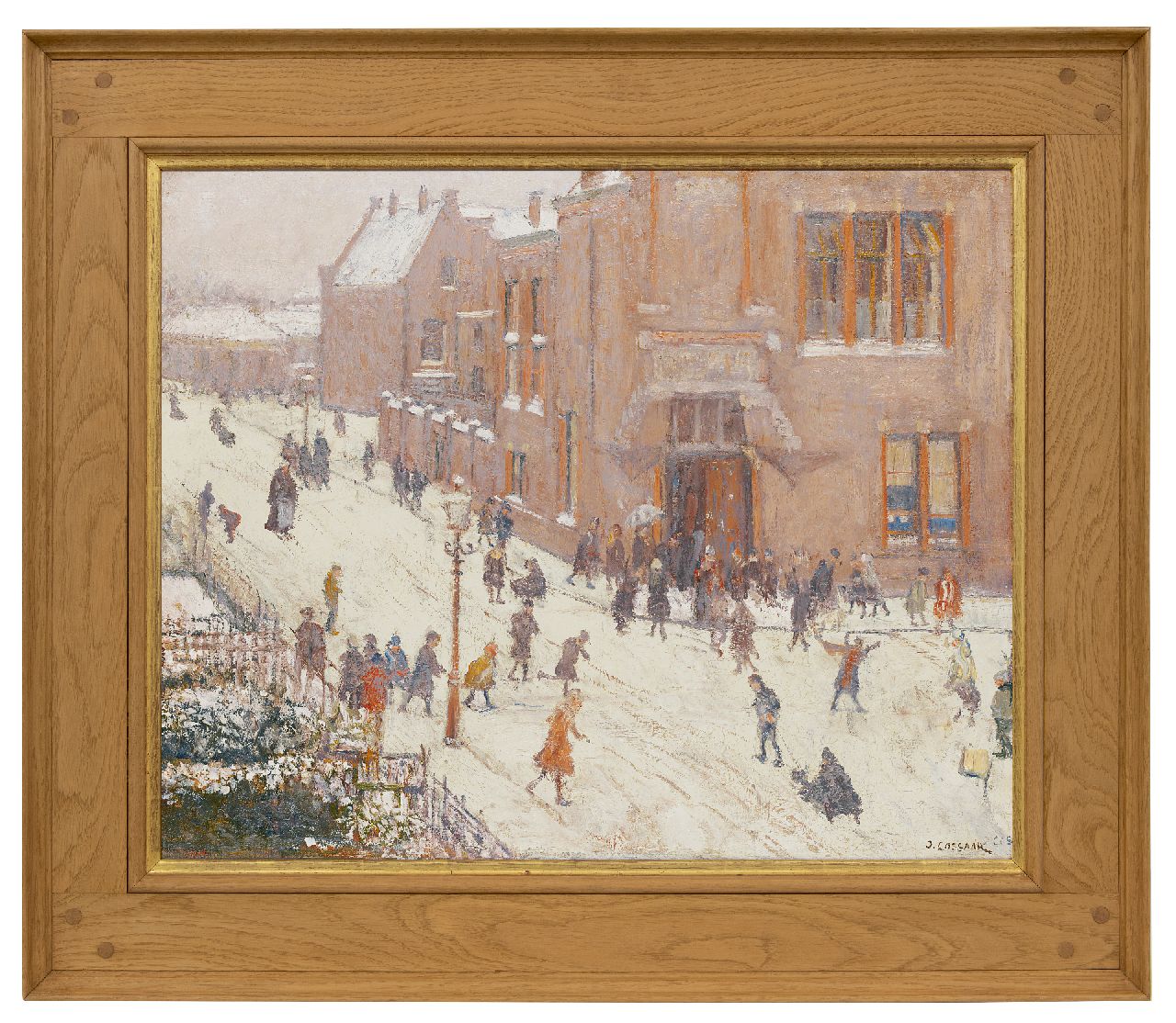 Cossaar J.C.W. | Jacobus Cornelis Wyand 'Ko' Cossaar | Schilderijen te koop aangeboden | Sneeuwpret bij de Chr. Mulo aan de Helmstraat, Scheveningen, olieverf op doek 52,3 x 66,2 cm, gesigneerd dubbel rechtsonder en gedateerd '36 Cossaar J.C.W. | Jacobus Cornelis Wyand 'Ko' Cossaar | Schilderijen te koop aangeboden | Sneeuwpret bij de Chr. Mulo aan de Helmstraat, Scheveningen, olieverf op doek 52,3 x 66,2 cm, gesigneerd dubbel rechtsonder en gedateerd '36