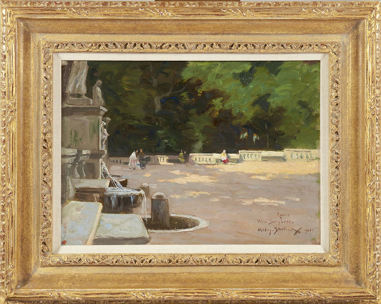 Steelink jr. W. | Willem Steelink jr. | Schilderijen te koop aangeboden | Villa Borghese, Rome, olieverf op doek op paneel 28,2 x 37,2 cm, gesigneerd rechtsonder en gedateerd 1911 Steelink jr. W. | Willem Steelink jr. | Schilderijen te koop aangeboden | Villa Borghese, Rome, olieverf op doek op paneel 28,2 x 37,2 cm, gesigneerd rechtsonder en gedateerd 1911