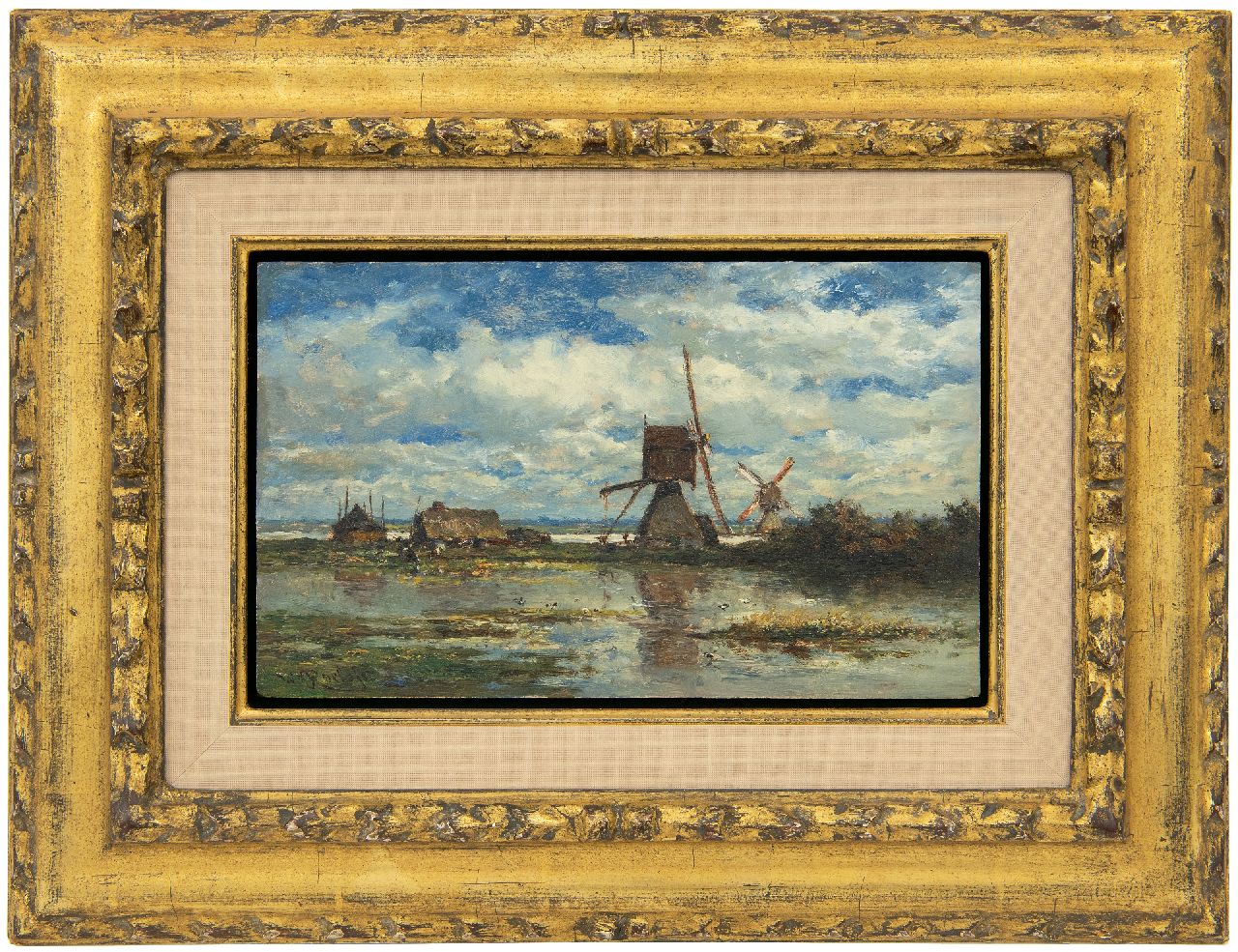 Roelofs W. | Willem Roelofs, De Boven- en Ondermolen van de polder Stolwijk (bij Gouda), olieverf op paneel 14,8 x 24,0 cm, gesigneerd linksonder en te dateren ca. 1872-1875 Roelofs W. | Willem Roelofs, De Boven- en Ondermolen van de polder Stolwijk (bij Gouda), olieverf op paneel 14,8 x 24,0 cm, gesigneerd linksonder en te dateren ca. 1872-1875