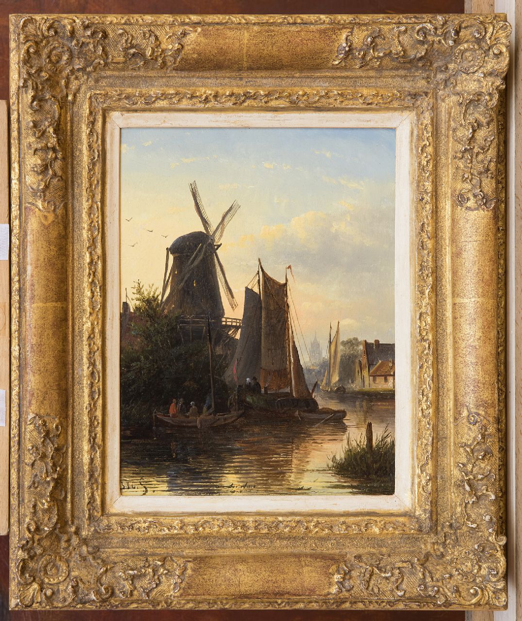 Spohler J.J.C. | Jacob Jan Coenraad Spohler, Afgemeerde zeilschepen bij een houtzaagmolen, olieverf op paneel 22,0 x 17,0 cm, gesigneerd linksonder met initialen Spohler J.J.C. | Jacob Jan Coenraad Spohler, Afgemeerde zeilschepen bij een houtzaagmolen, olieverf op paneel 22,0 x 17,0 cm, gesigneerd linksonder met initialen
