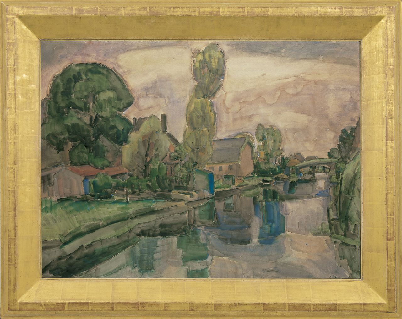 Gestel L. | Leendert 'Leo' Gestel, Gezicht op Koedijk, aquarel op papier 72,0 x 98,0 cm, gesigneerd rechtsonder en gedateerd 'Koedijk' 1919 Gestel L. | Leendert 'Leo' Gestel, Gezicht op Koedijk, aquarel op papier 72,0 x 98,0 cm, gesigneerd rechtsonder en gedateerd 'Koedijk' 1919