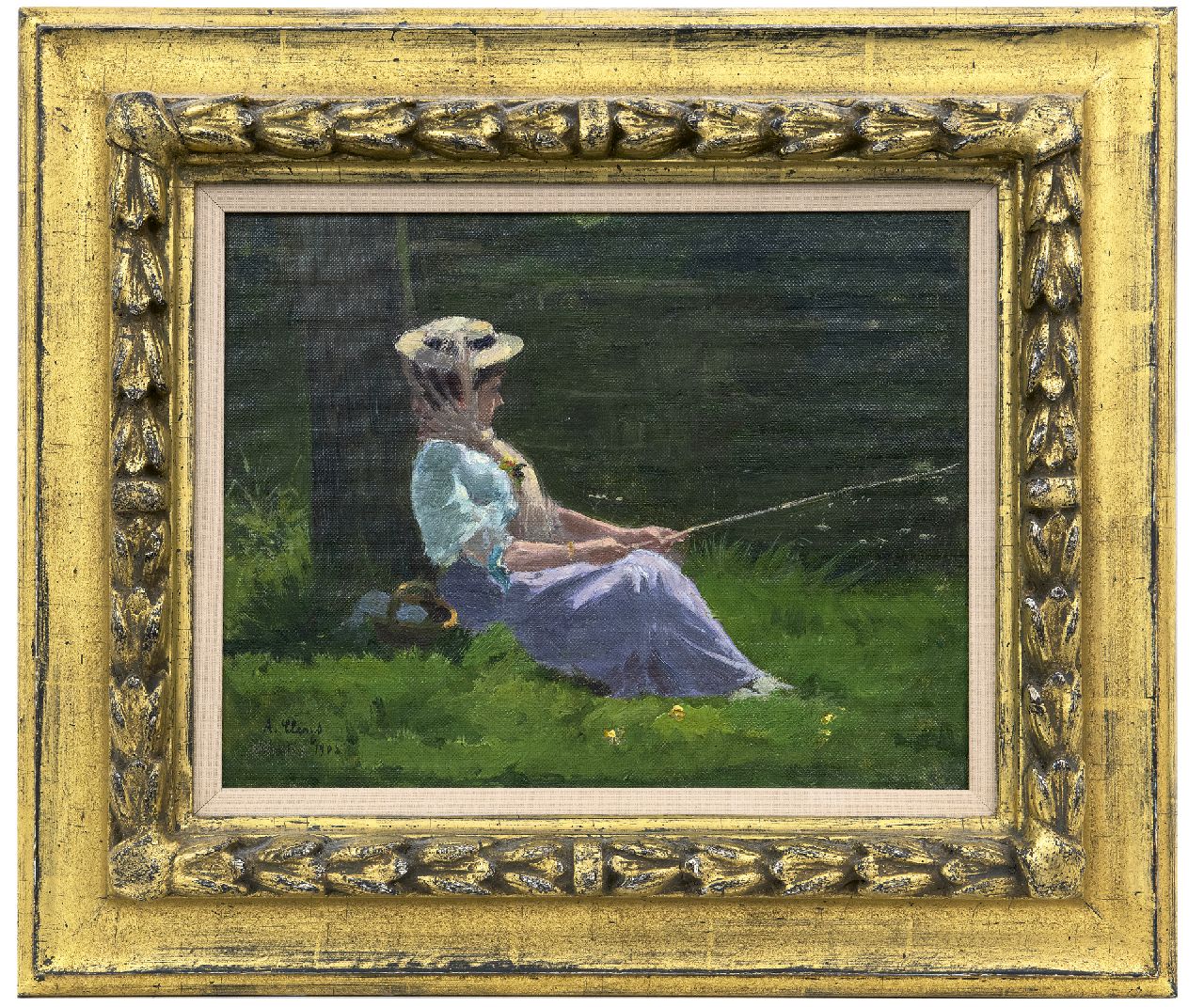 Clarys A. | Alexandre Clarys, Zonnige middag aan de waterkant, olieverf op doek op paneel 24,2 x 30,9 cm, gesigneerd linksonder en gedateerd 1908 Clarys A. | Alexandre Clarys, Zonnige middag aan de waterkant, olieverf op doek op paneel 24,2 x 30,9 cm, gesigneerd linksonder en gedateerd 1908