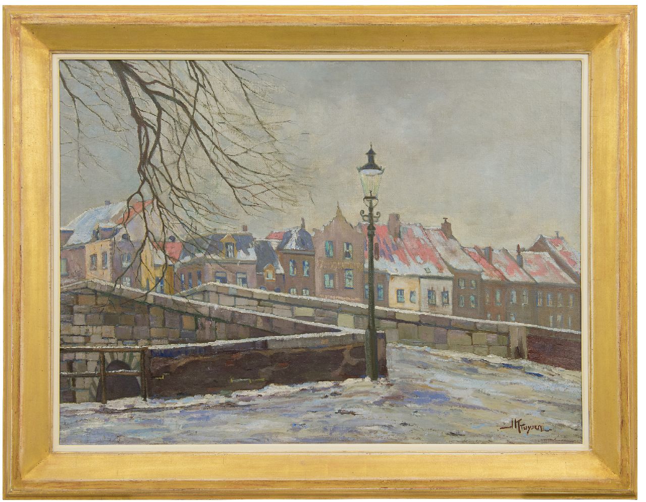Kruysen J. | Johannes 'Jan' Kruysen | Schilderijen te koop aangeboden | De Stenen Brug van Roermond in de winter, olieverf op doek 74,1 x 100,5 cm, gesigneerd rechtsonder Kruysen J. | Johannes 'Jan' Kruysen | Schilderijen te koop aangeboden | De Stenen Brug van Roermond in de winter, olieverf op doek 74,1 x 100,5 cm, gesigneerd rechtsonder
