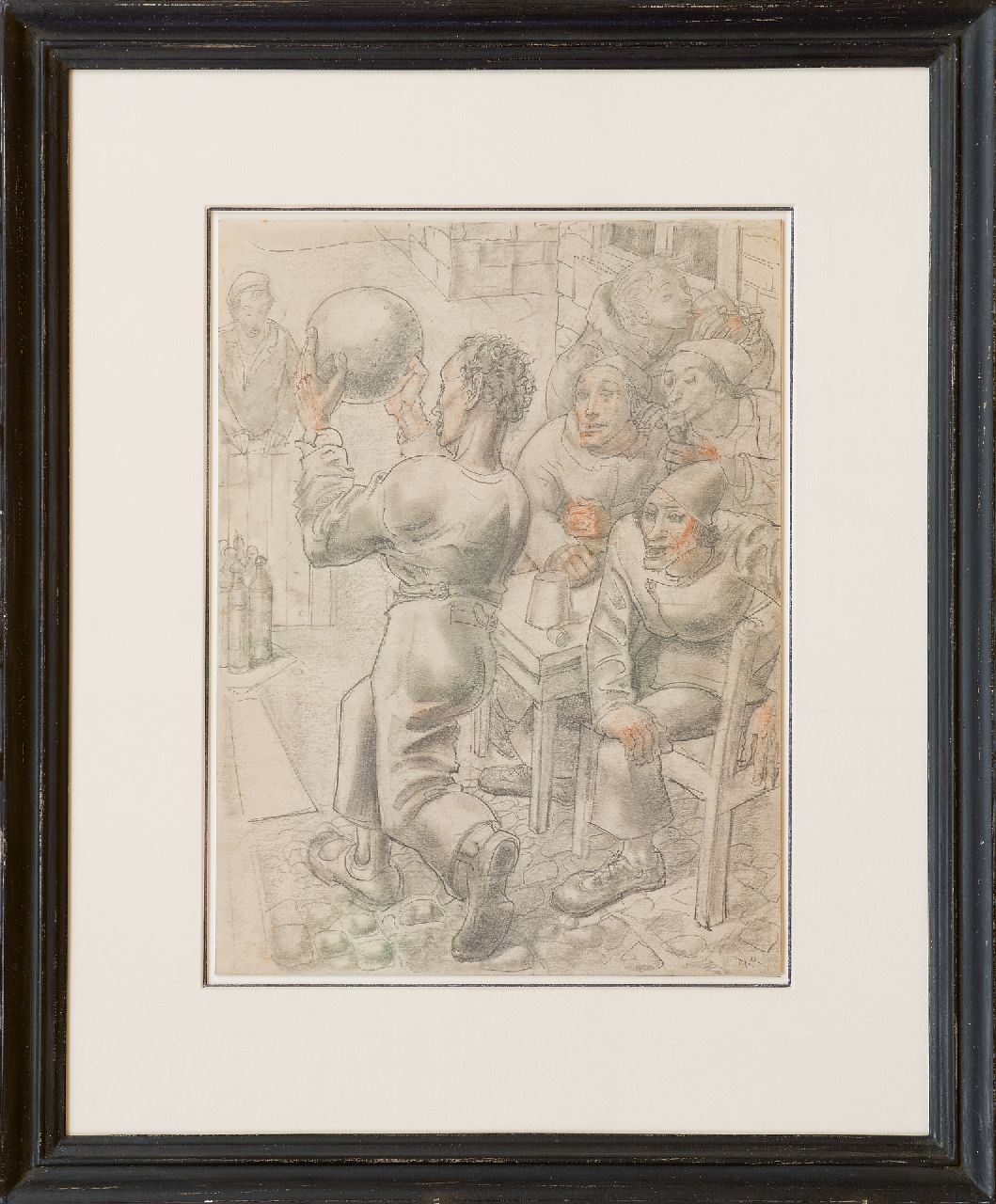 Konijnenburg W.A. van | Willem Adriaan van Konijnenburg | Aquarellen en tekeningen te koop aangeboden | Bowlen, potlood en gekleurd krijt op papier 36,0 x 26,7 cm, gesigneerd rechtsonder met initialen
