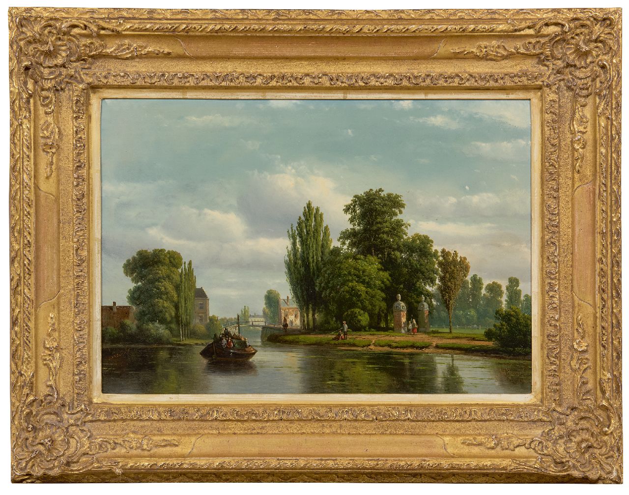 Vrolijk J.A. | Jacobus 'Adriaan' Vrolijk | Schilderijen te koop aangeboden | Trekschuit op de Vecht, olieverf op paneel 28,5 x 41,0 cm, gesigneerd linksonder en gedateerd '58 Vrolijk J.A. | Jacobus 'Adriaan' Vrolijk | Schilderijen te koop aangeboden | Trekschuit op de Vecht, olieverf op paneel 28,5 x 41,0 cm, gesigneerd linksonder en gedateerd '58