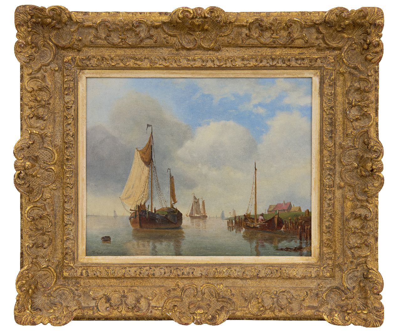 Koekkoek I M.A. | Marinus Adrianus Koekkoek I | Schilderijen te koop aangeboden | Tjalken op een kalme zee, olieverf op paneel 21,4 x 26,8 cm, gesigneerd linksonder Koekkoek I M.A. | Marinus Adrianus Koekkoek I | Schilderijen te koop aangeboden | Tjalken op een kalme zee, olieverf op paneel 21,4 x 26,8 cm, gesigneerd linksonder